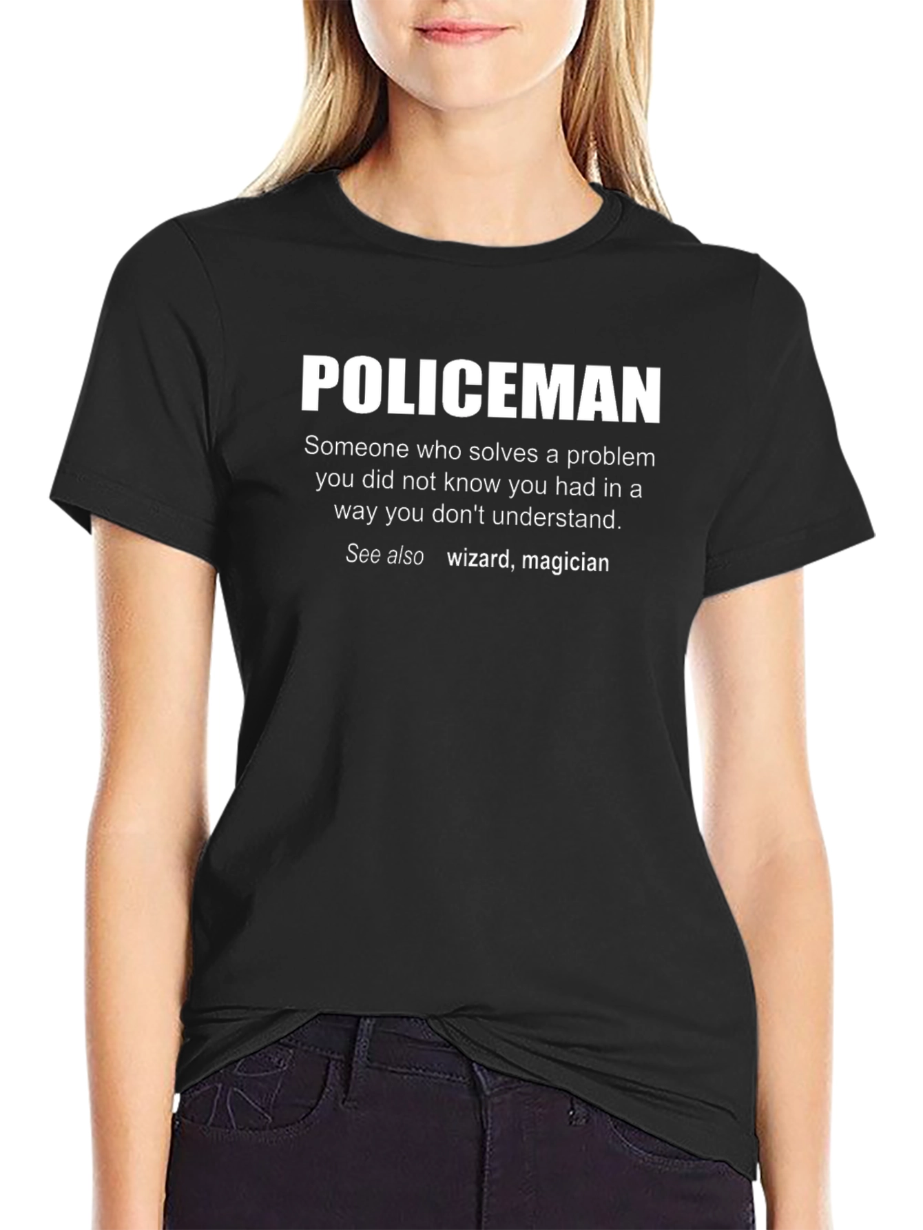 Policeman Definition Black T-Shirt
