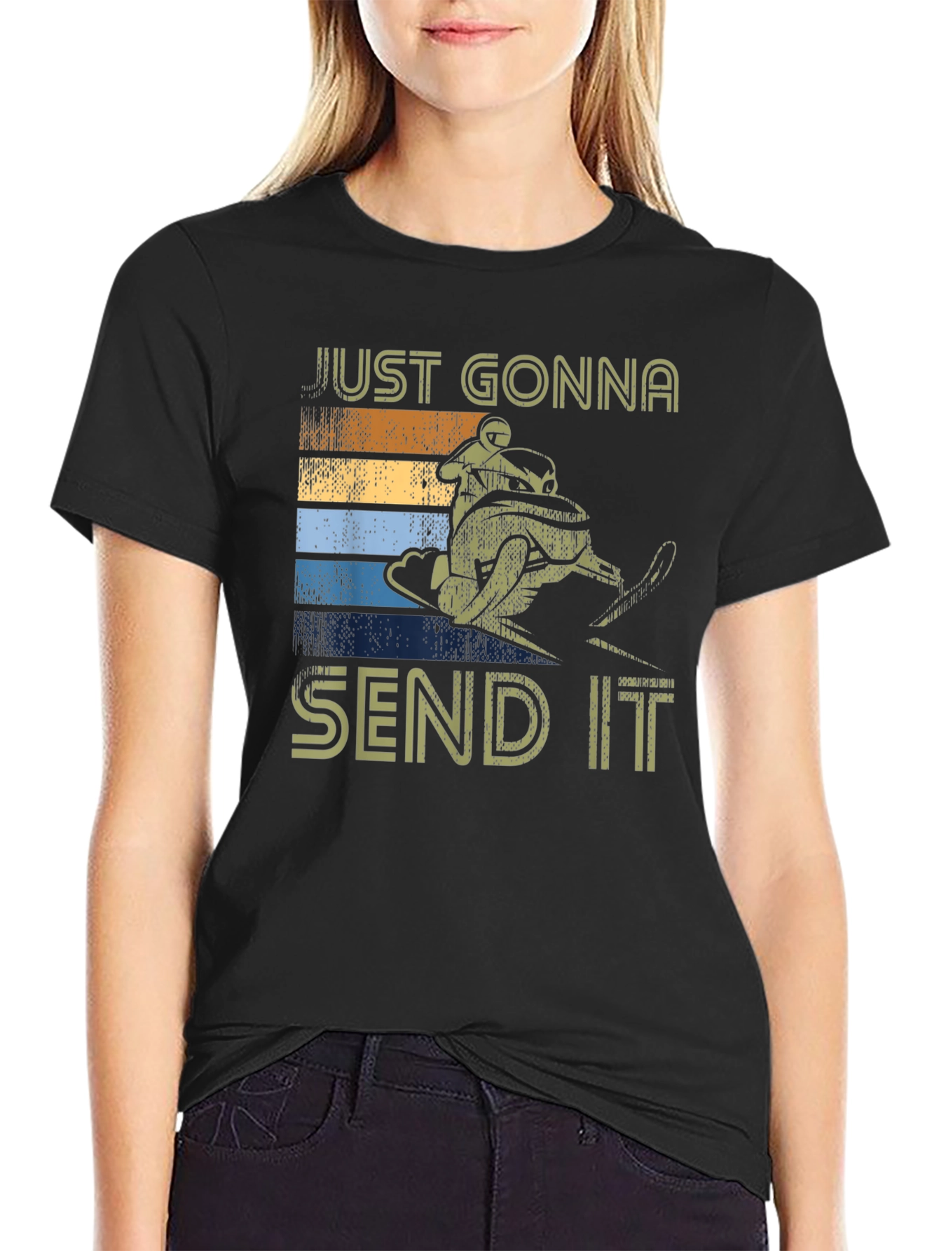 Just Gonna Send It T-Shirt - Snowmobile Retro Design