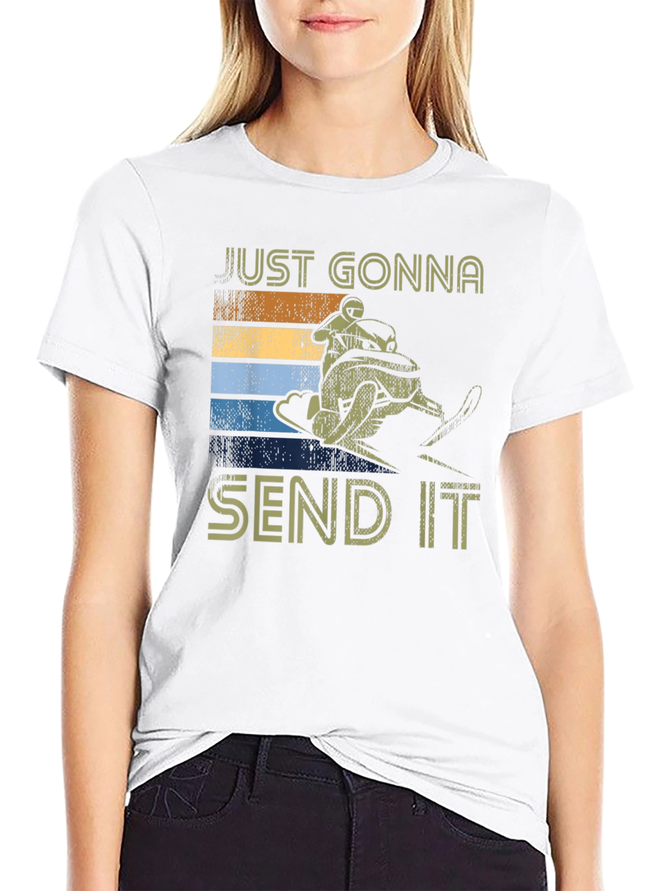 Just Gonna Send It T-Shirt - Snowmobile Retro Design