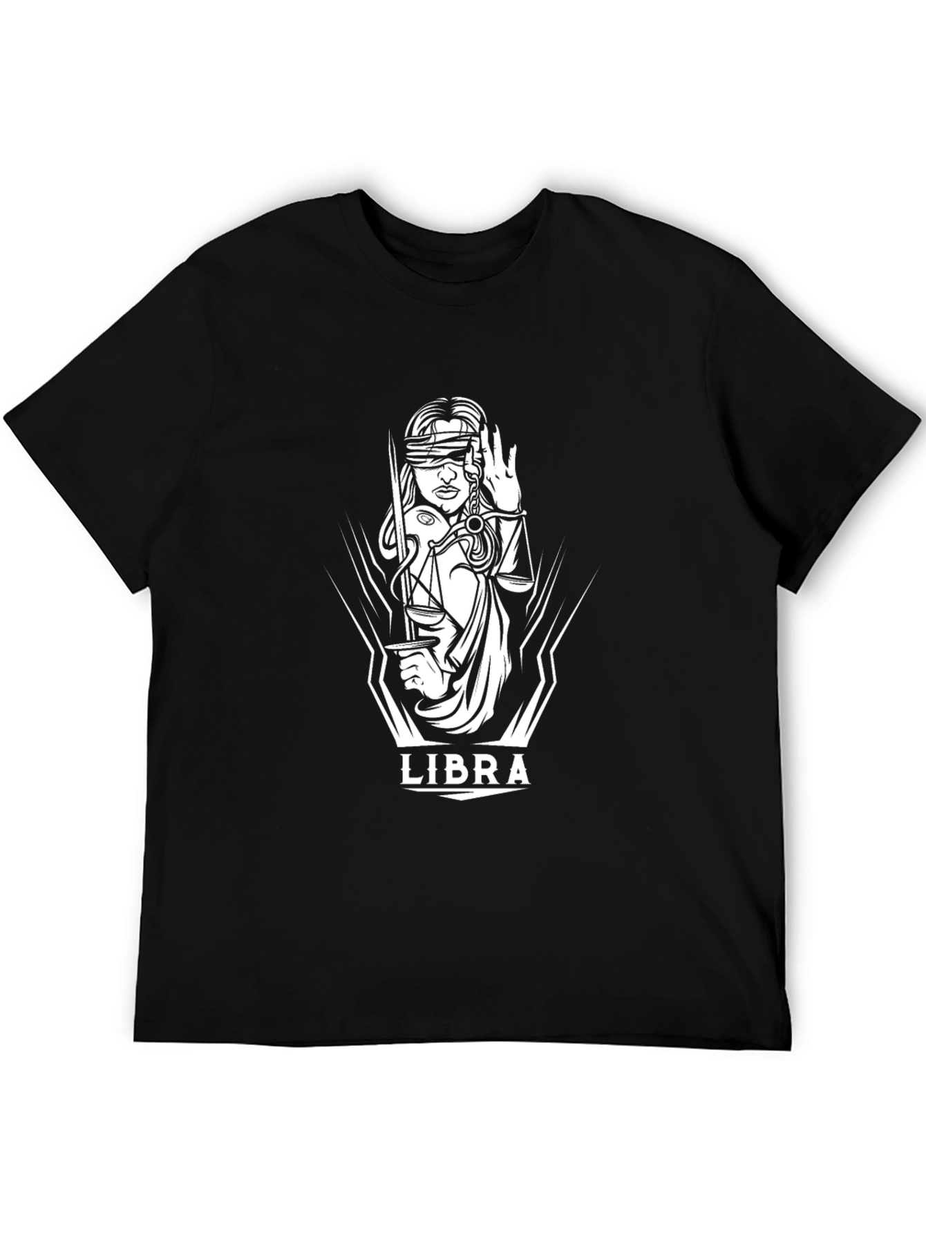 Libra Zodiac Graphic Black T-Shirt