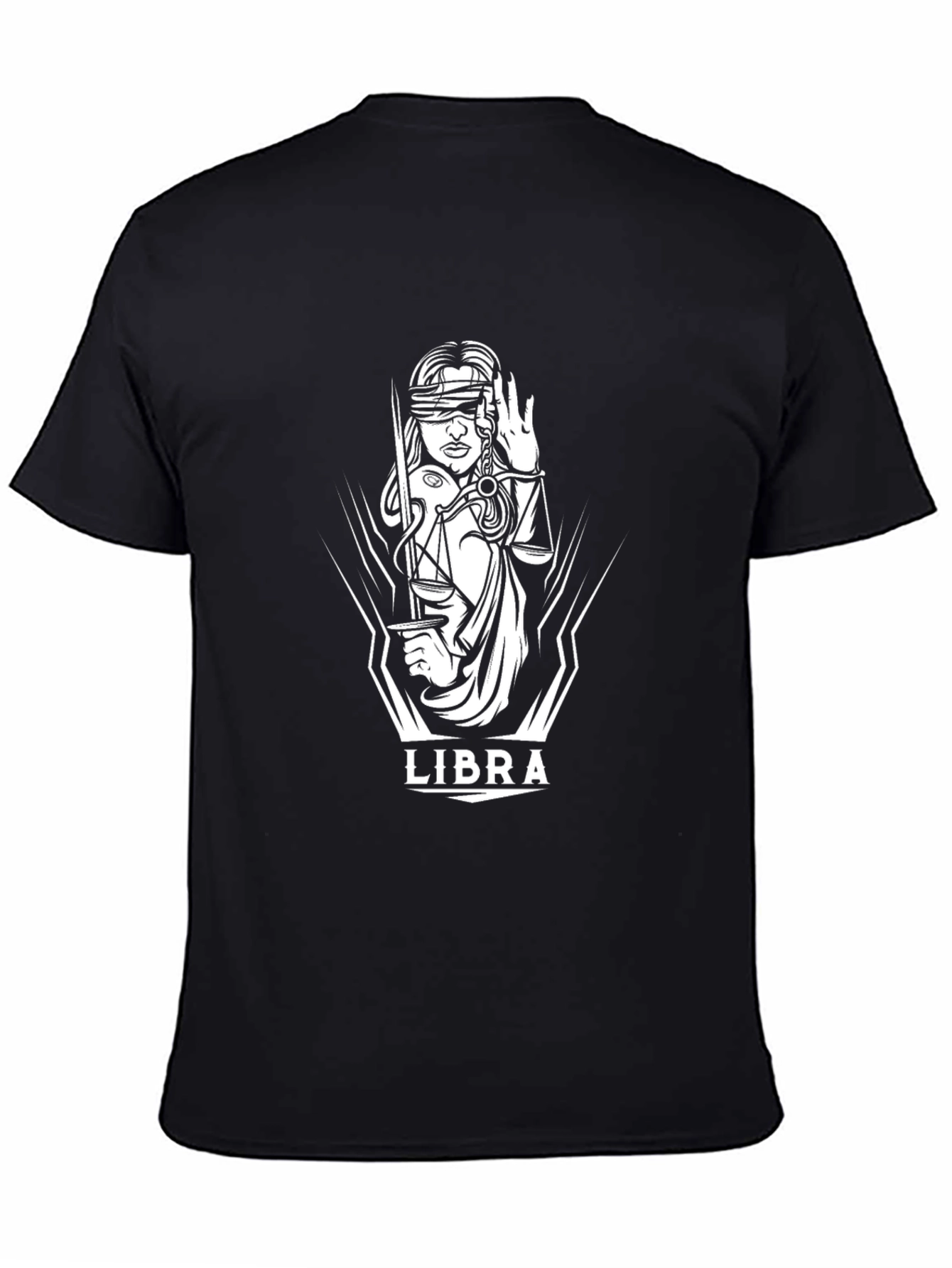 Libra Zodiac Graphic Black T-Shirt