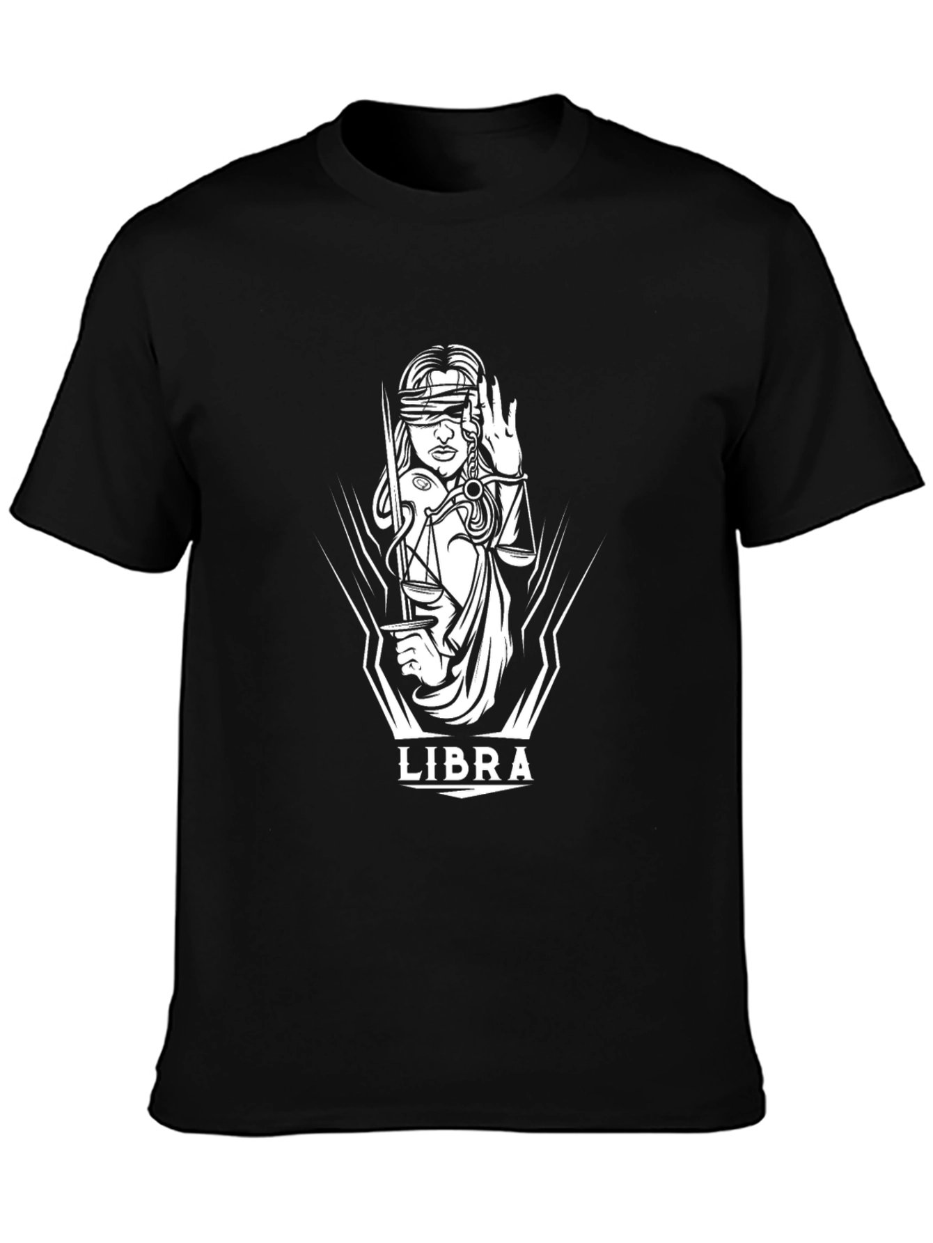 Libra Zodiac Graphic Black T-Shirt