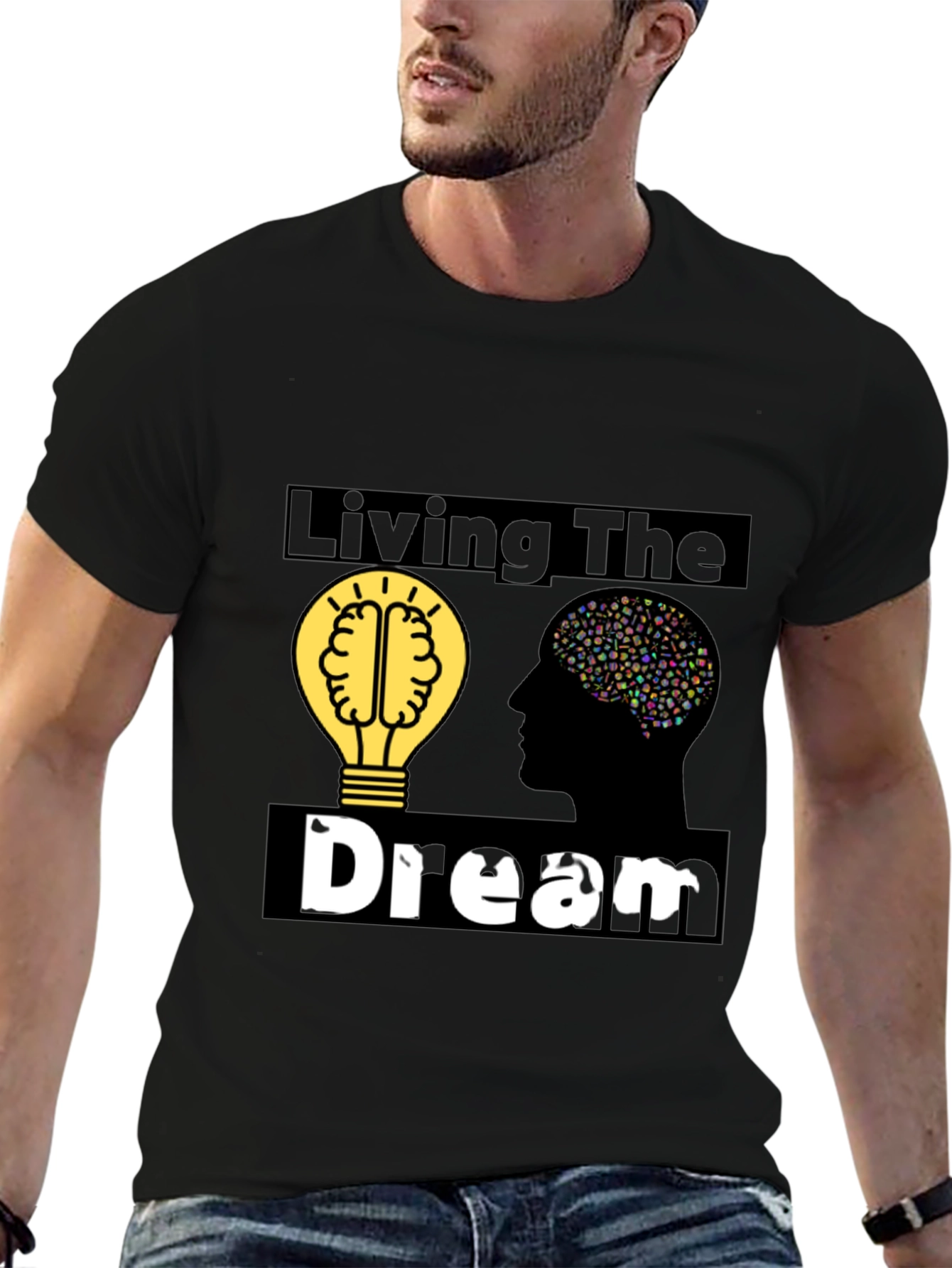 Living the Dream Graphic Tee - Brain & Bulb