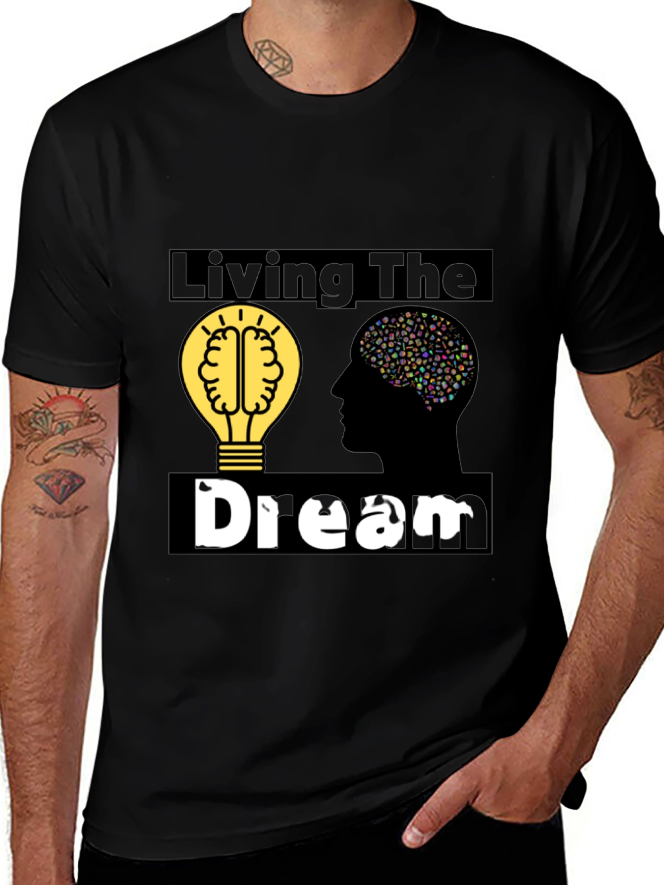 Living the Dream Graphic Tee - Brain & Bulb