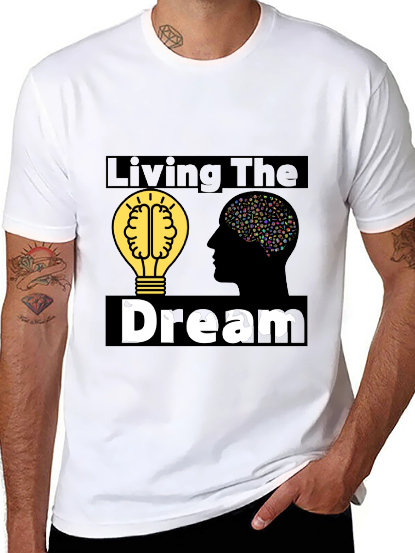 Living the Dream Graphic Tee - Brain & Bulb