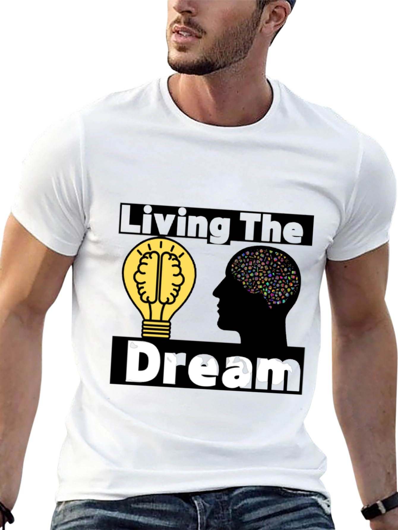 Living the Dream Graphic Tee - Brain & Bulb