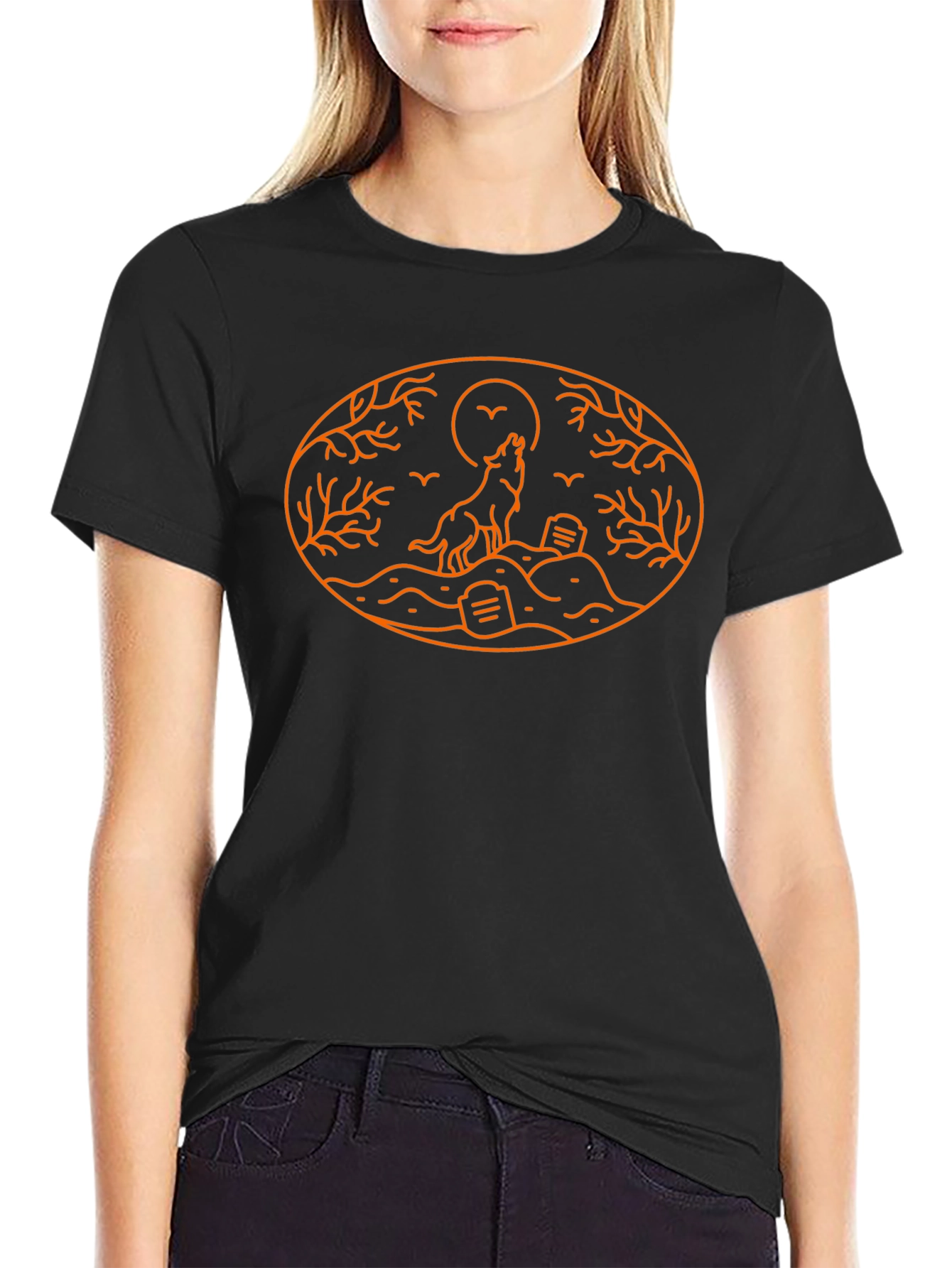 Wolf Moon Halloween Tee - Black Graphic T-Shirt