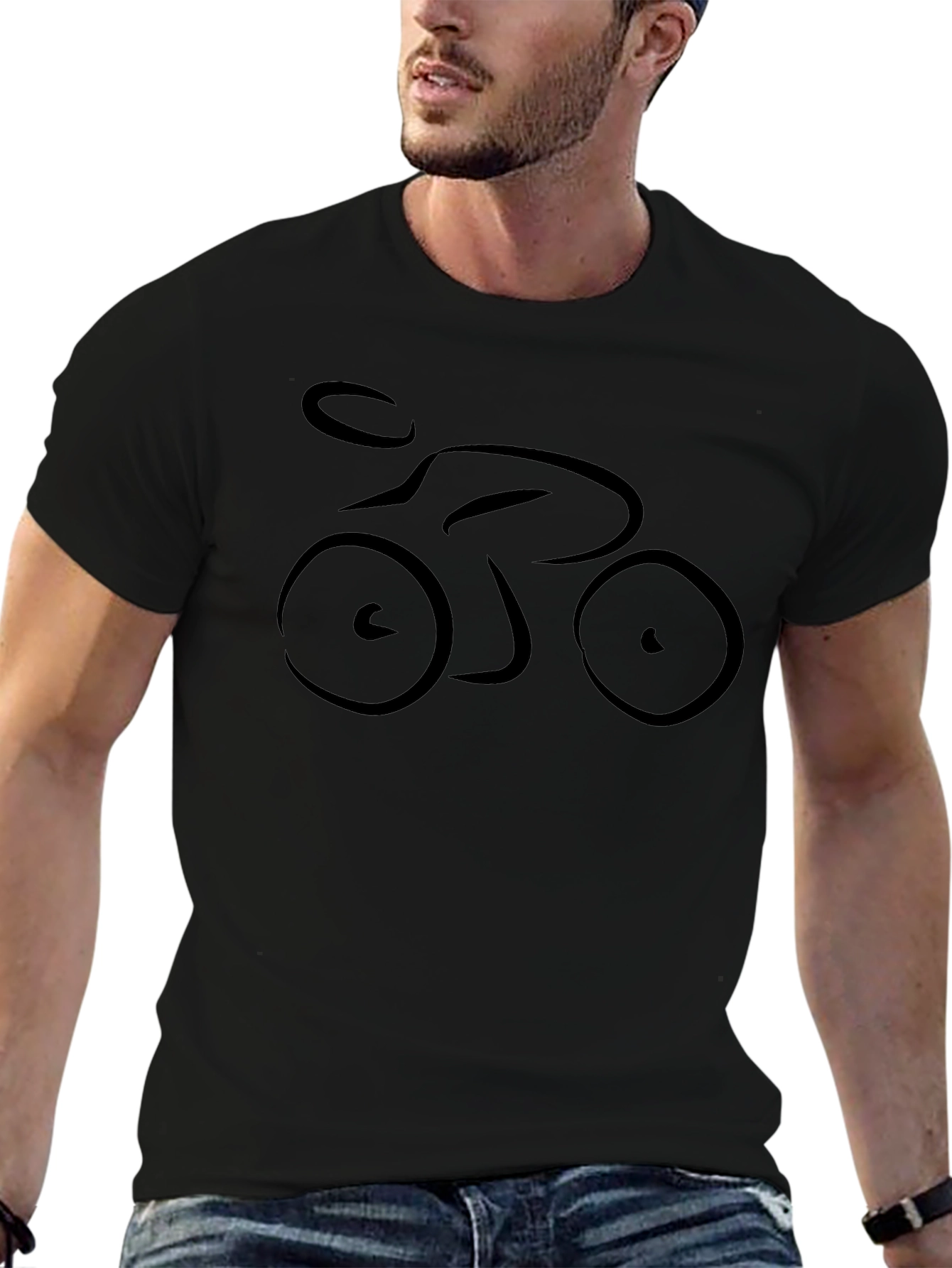 Stylish Black Bicycle Graphic Tee - Casual Comfort