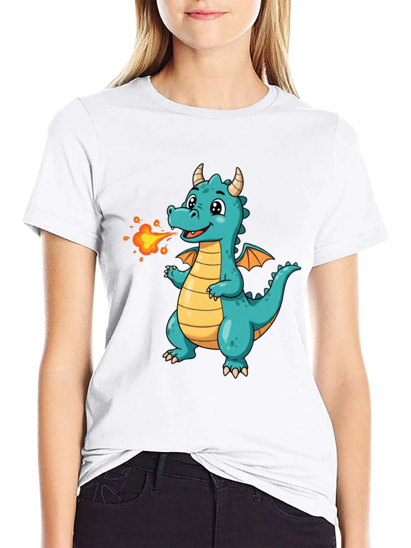 Cute Fire Dragon Graphic Tee - Kids Fun Shirt
