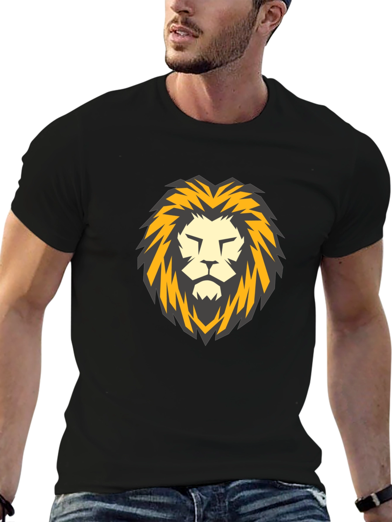 Lion Head Graphic Black T-Shirt