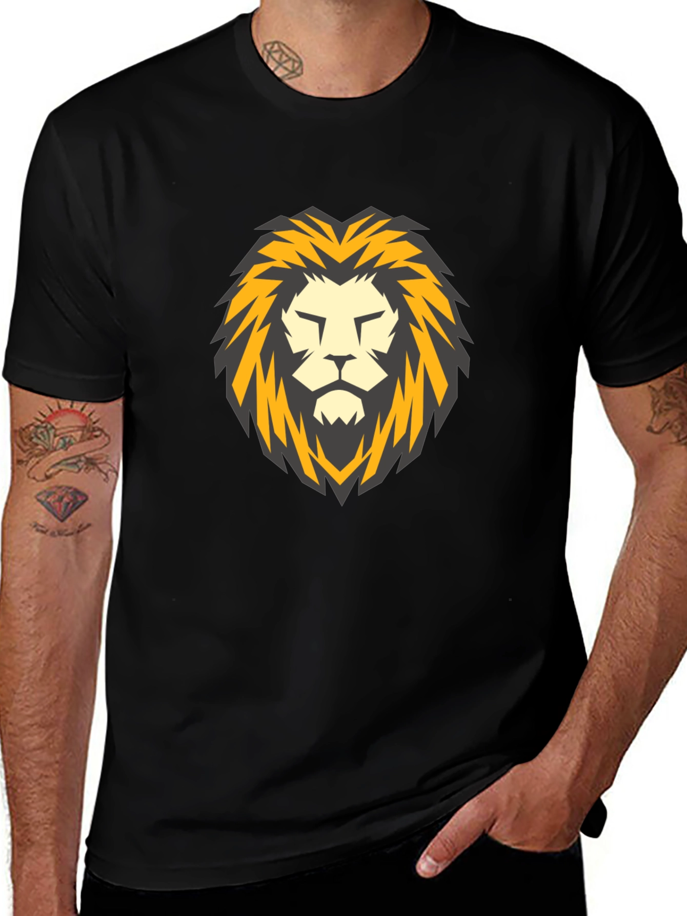 Lion Head Graphic Black T-Shirt