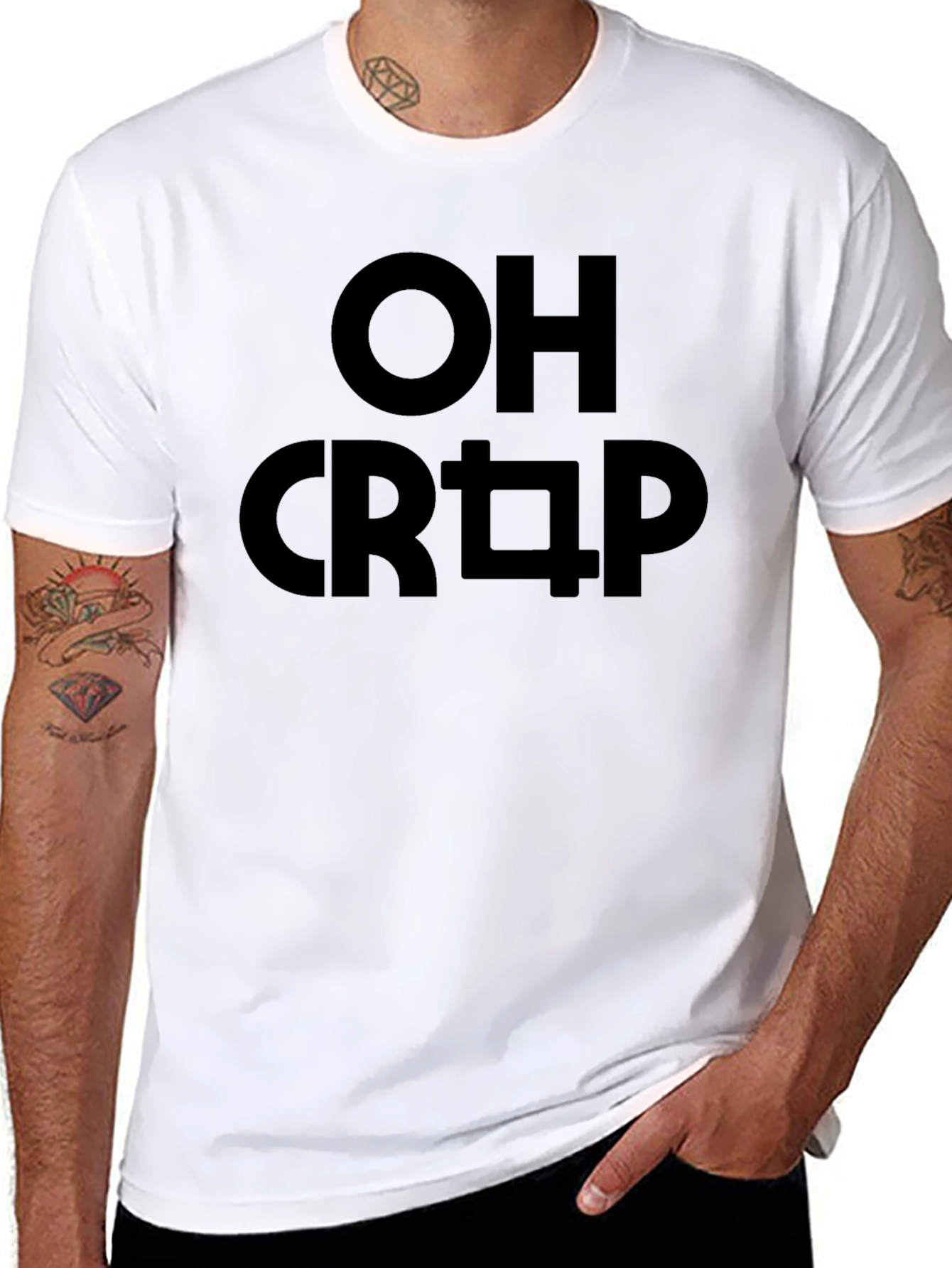 OH CRAP Funny Graphic Tee - Black Cotton T-Shirt