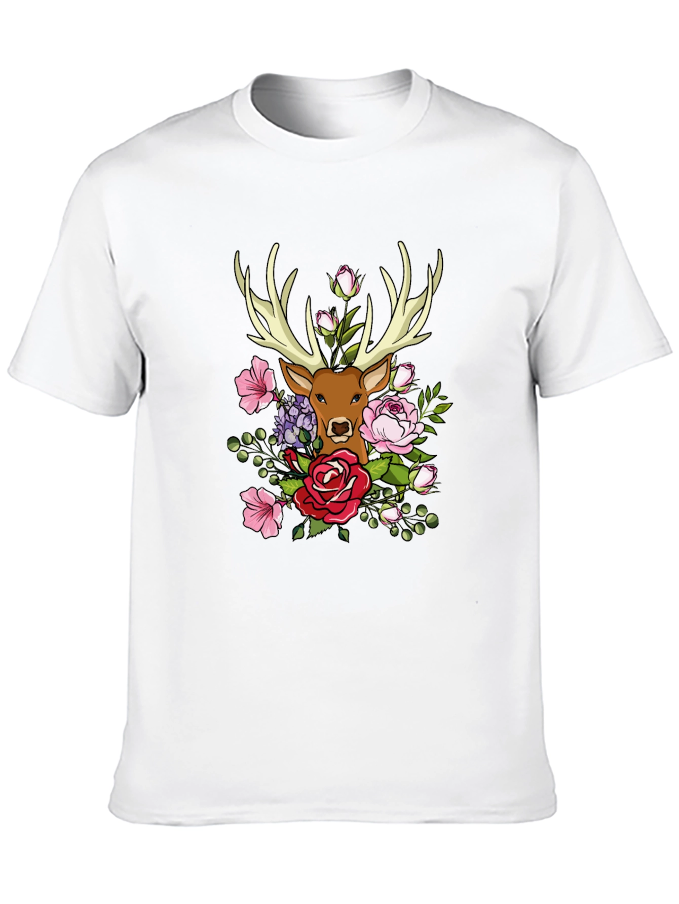Floral Deer Graphic T-Shirt - Nature Inspired Tee