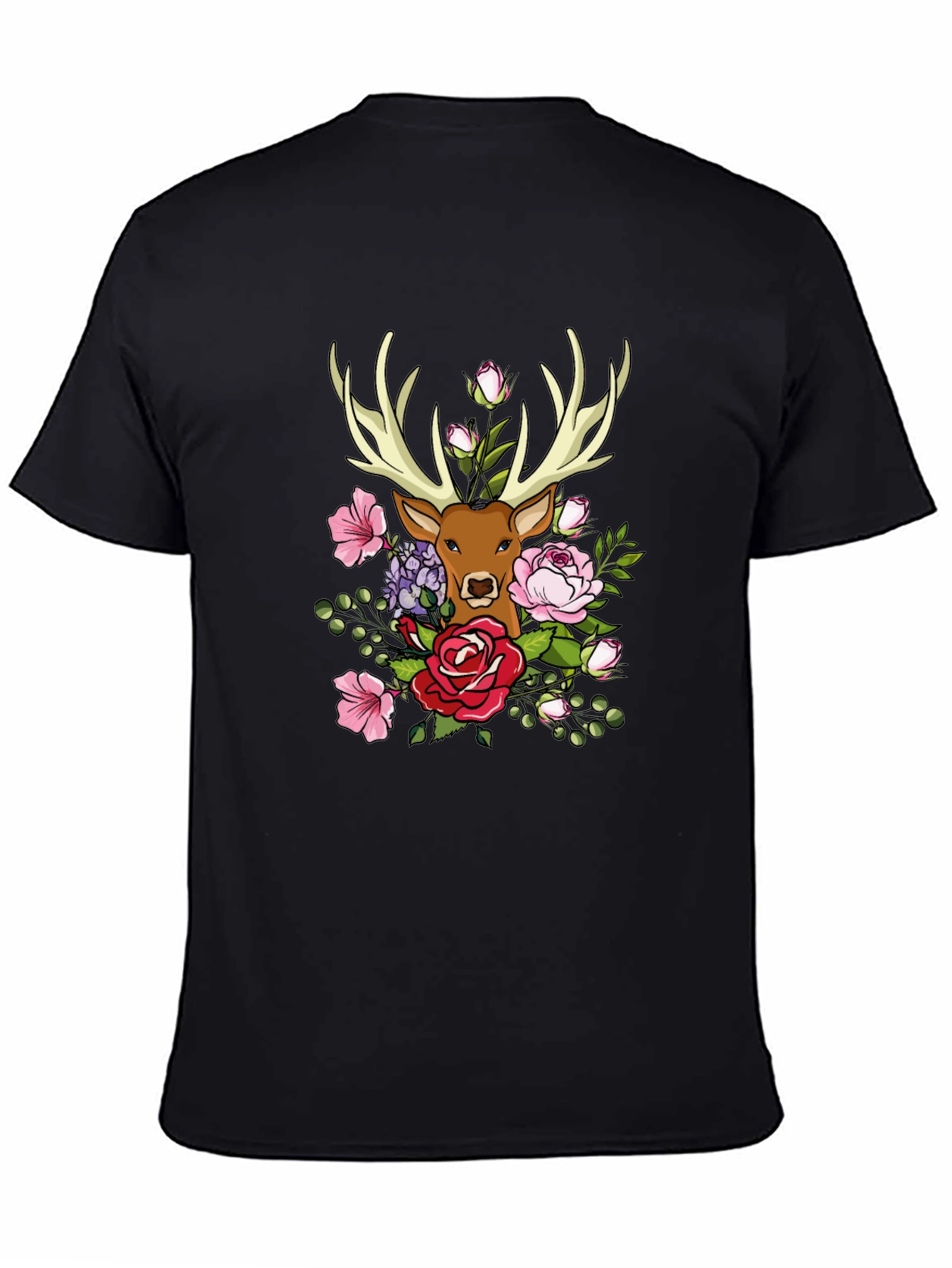 Floral Deer Graphic T-Shirt - Nature Inspired Tee