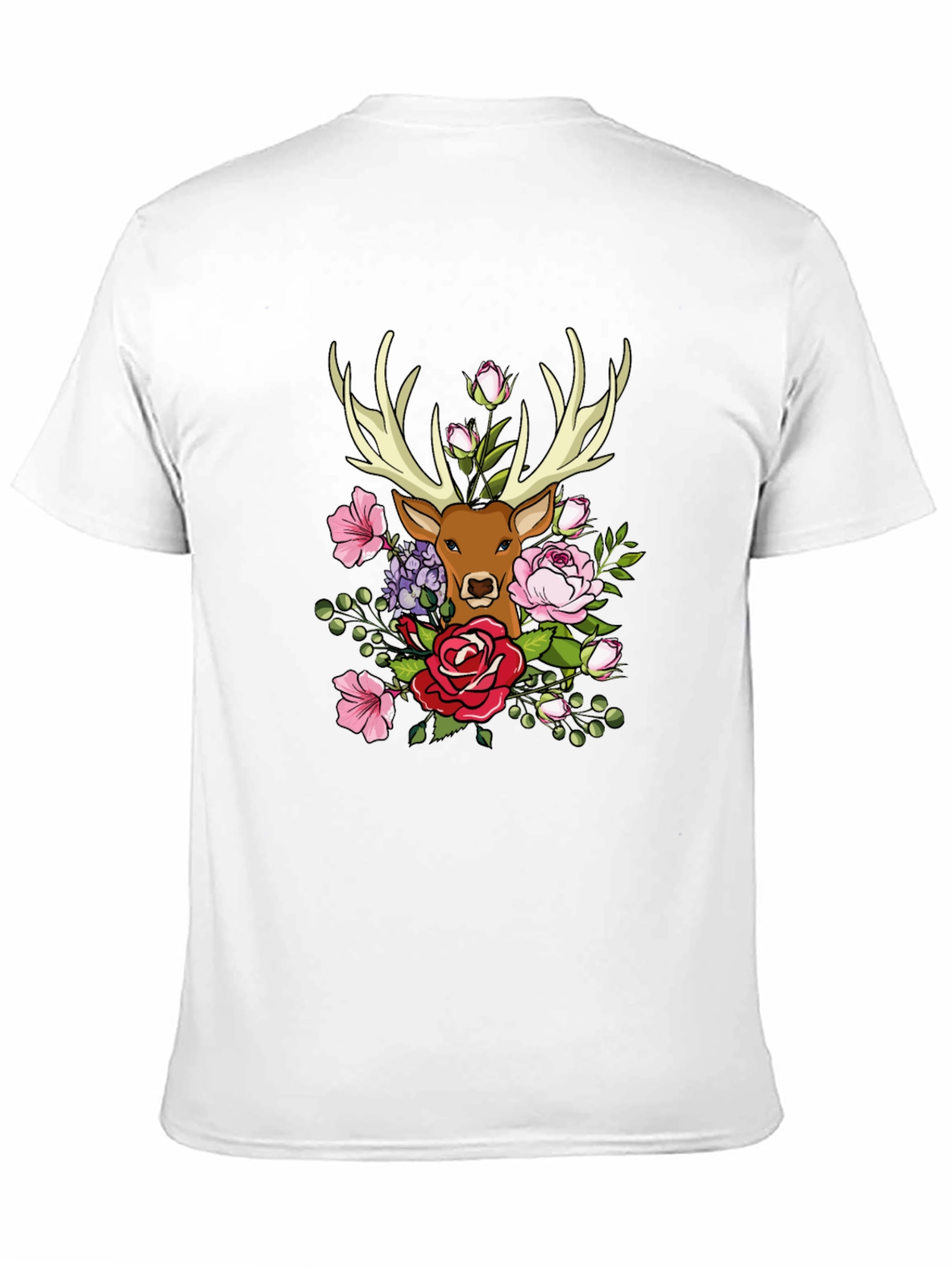 Floral Deer Graphic T-Shirt - Nature Inspired Tee