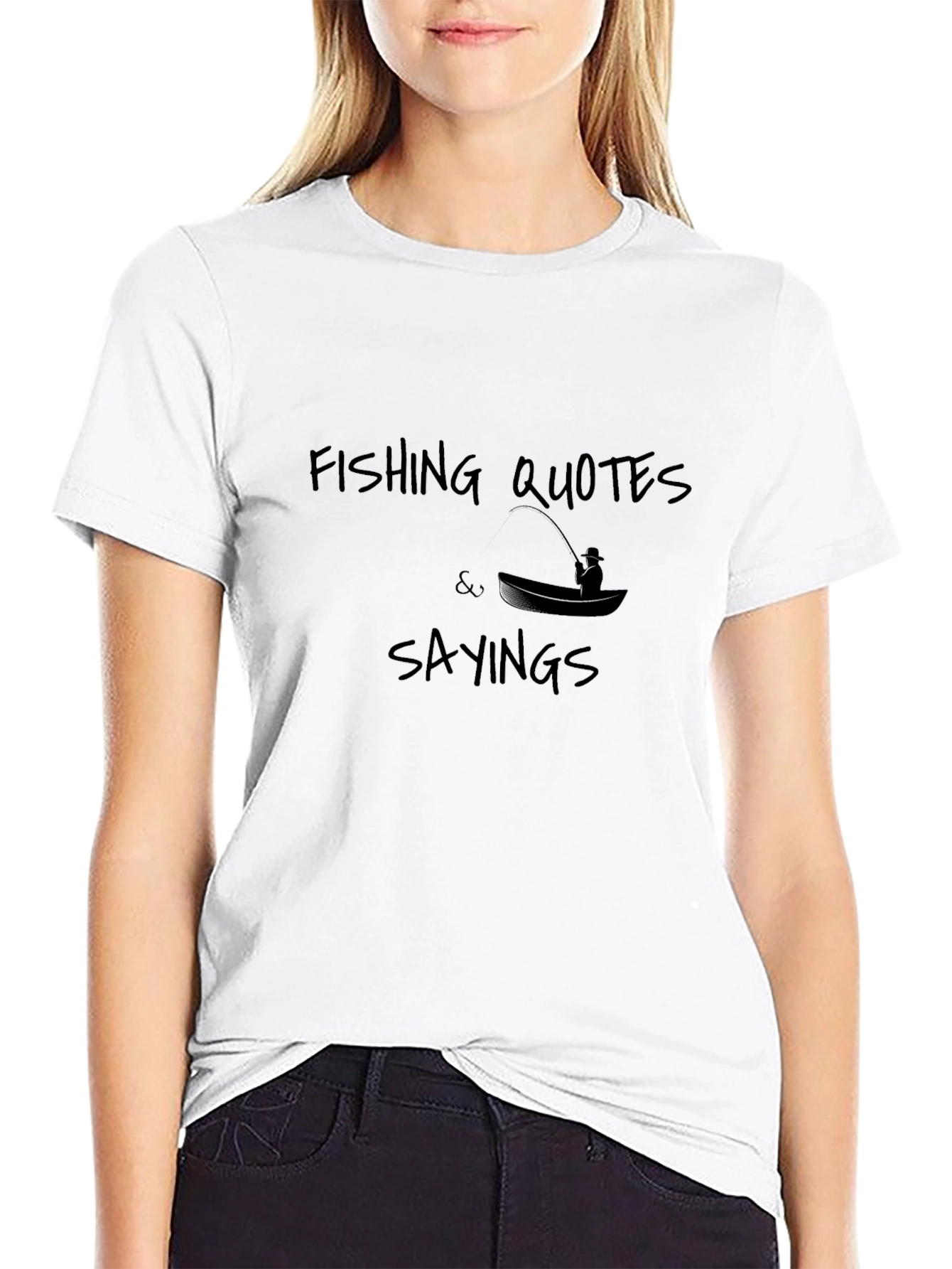Fishing Quotes Graphic Tee - Black Crew Neck Shirt