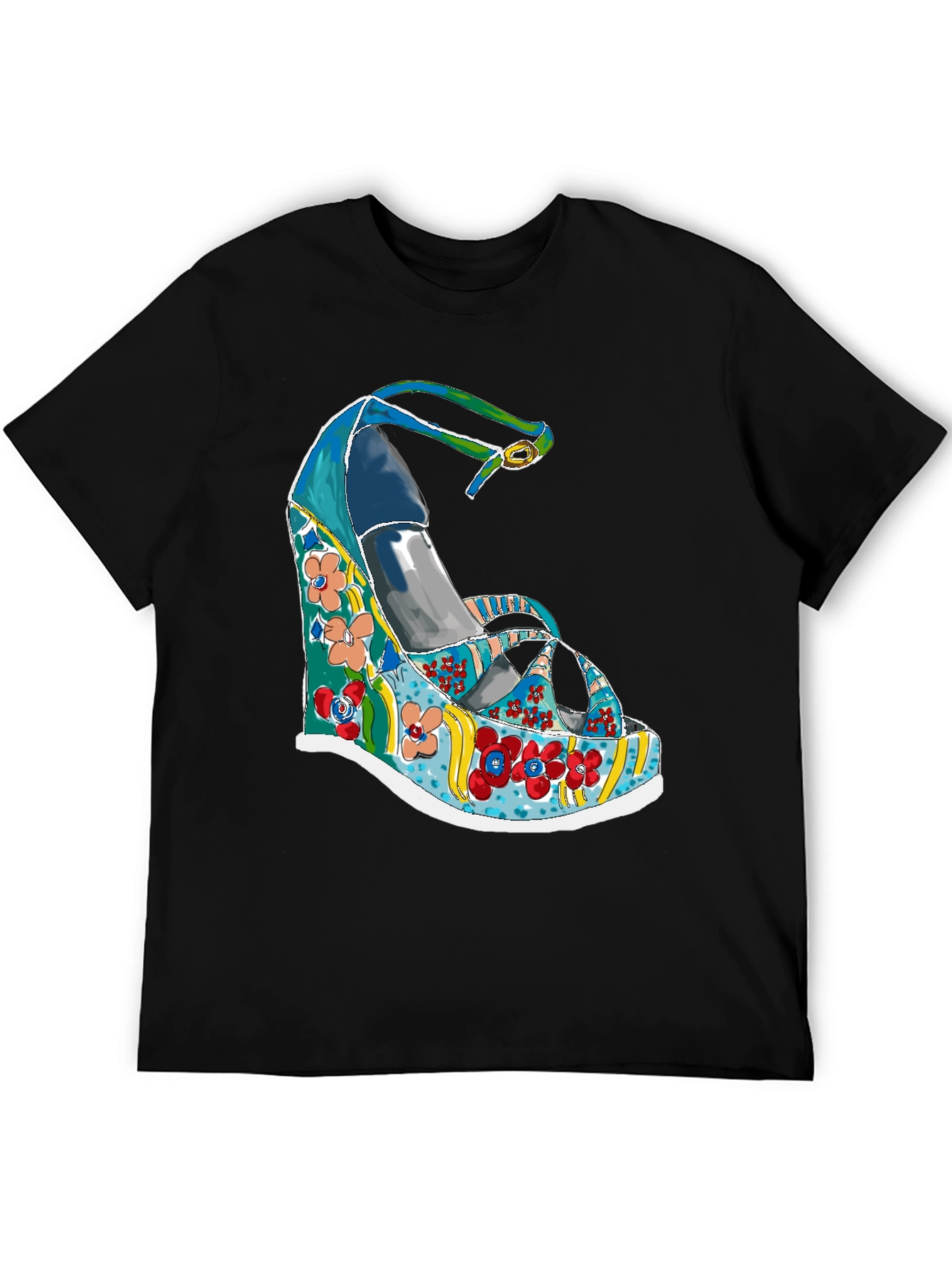 Funky Floral Wedge Heel T-Shirt