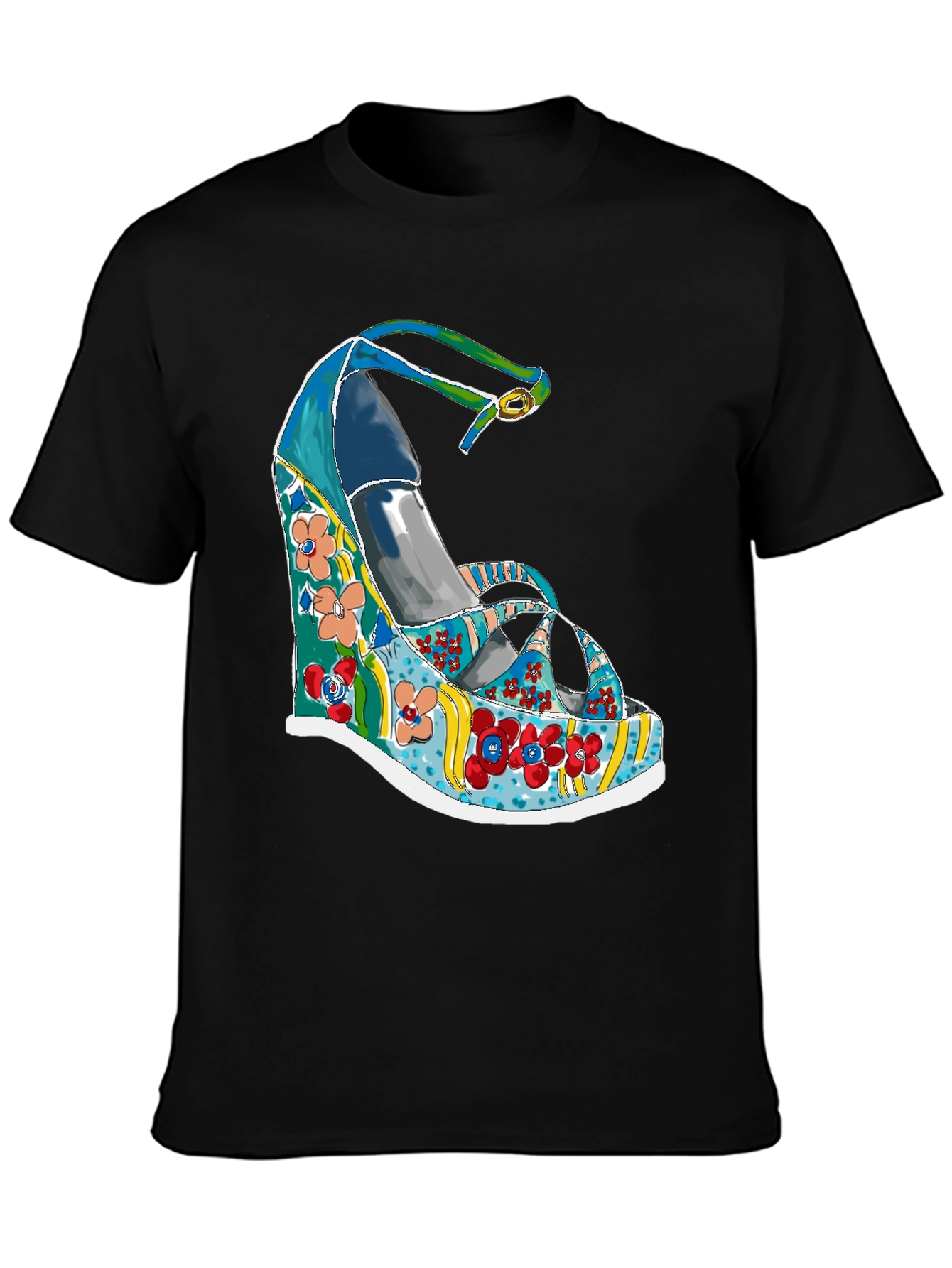 Funky Floral Wedge Heel T-Shirt