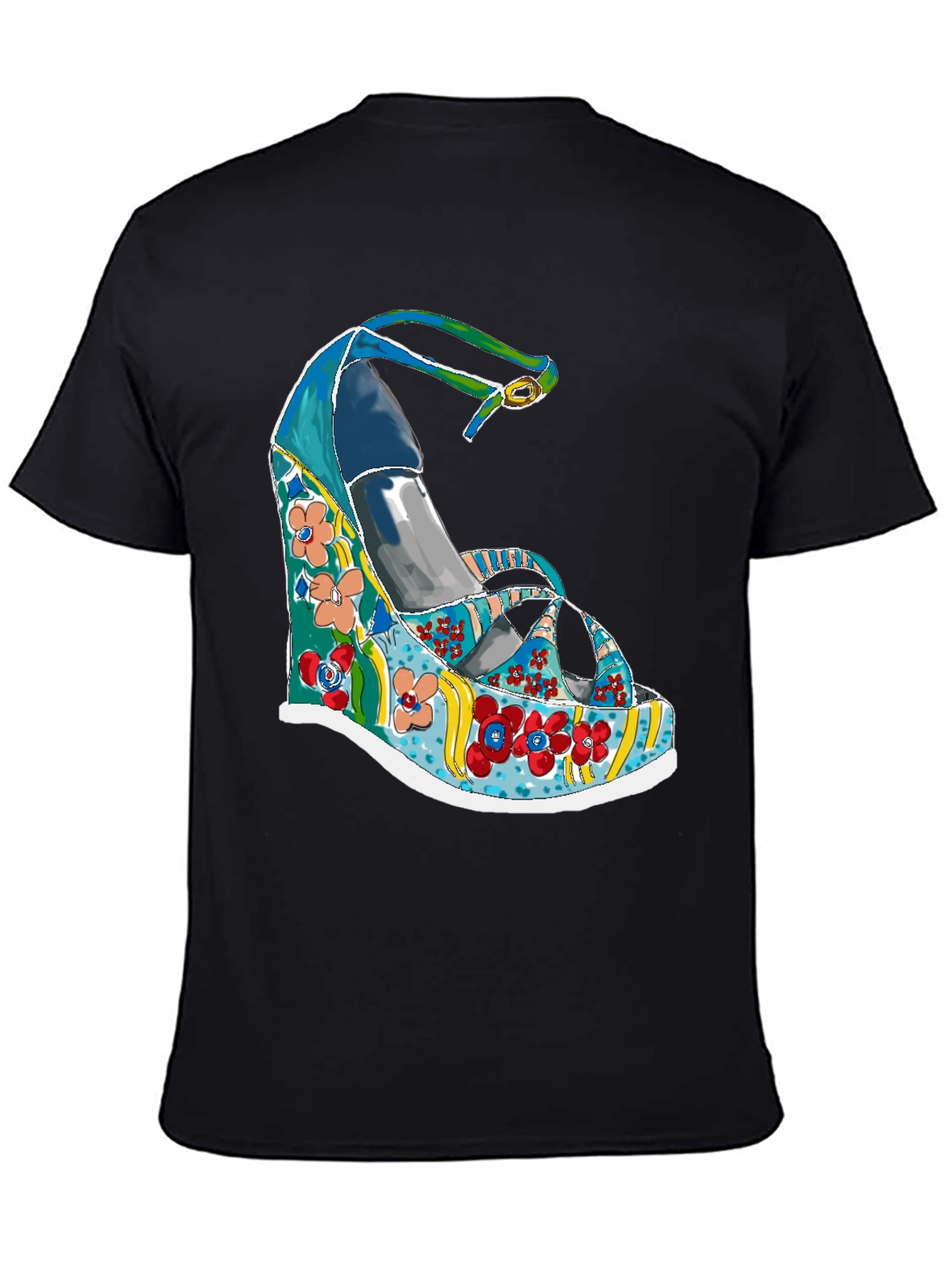 Funky Floral Wedge Heel T-Shirt