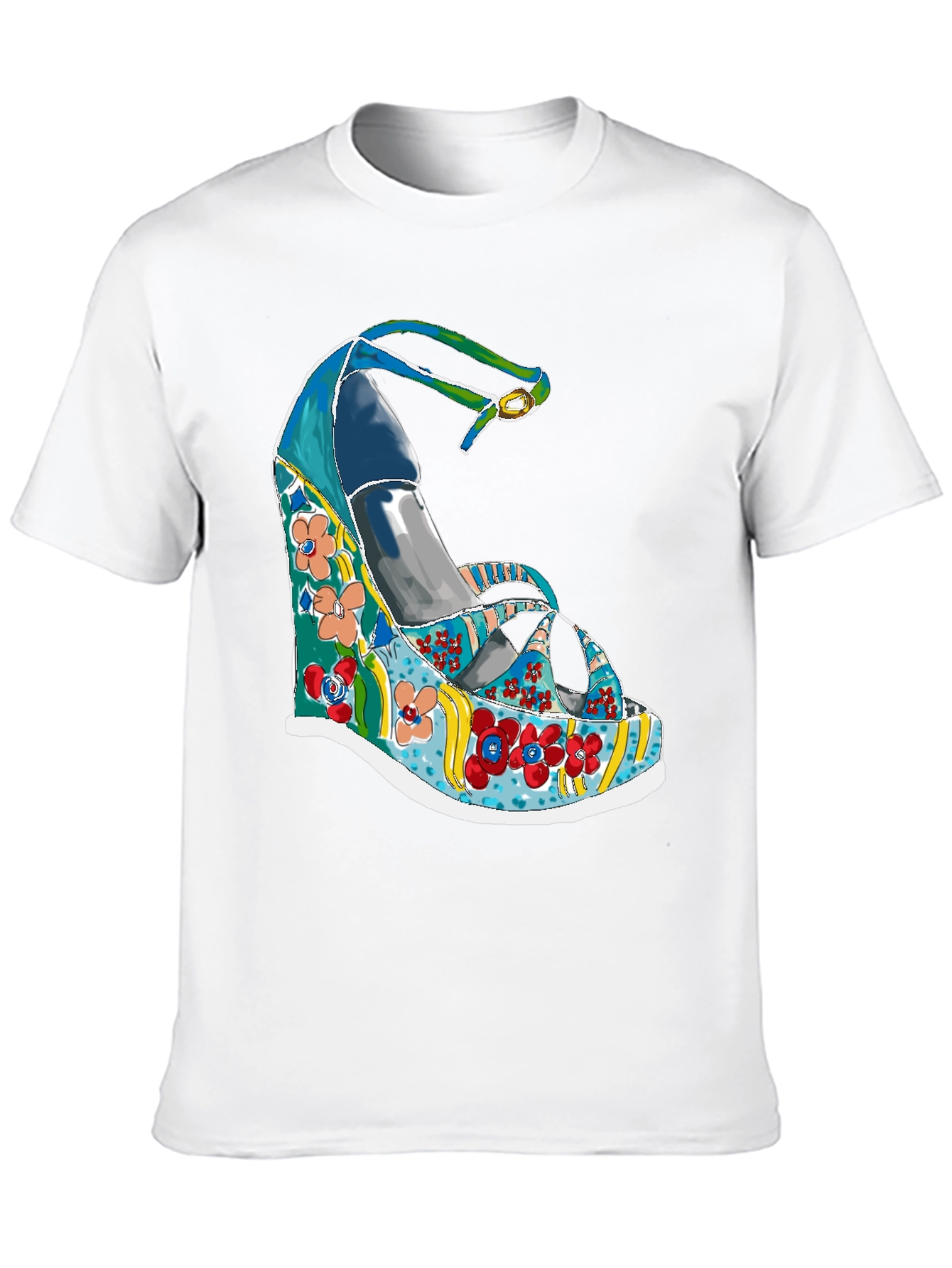 Funky Floral Wedge Heel T-Shirt