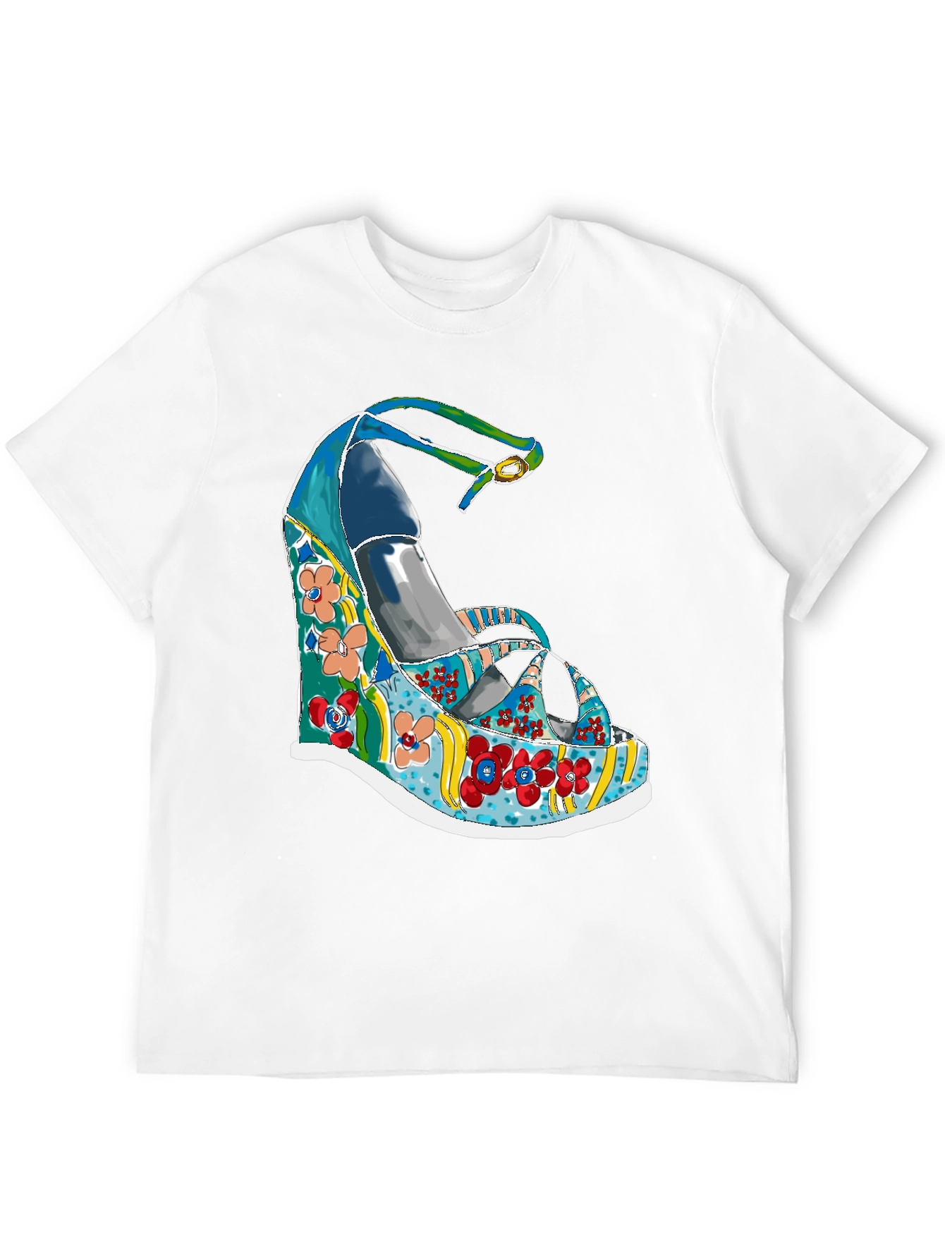 Funky Floral Wedge Heel T-Shirt