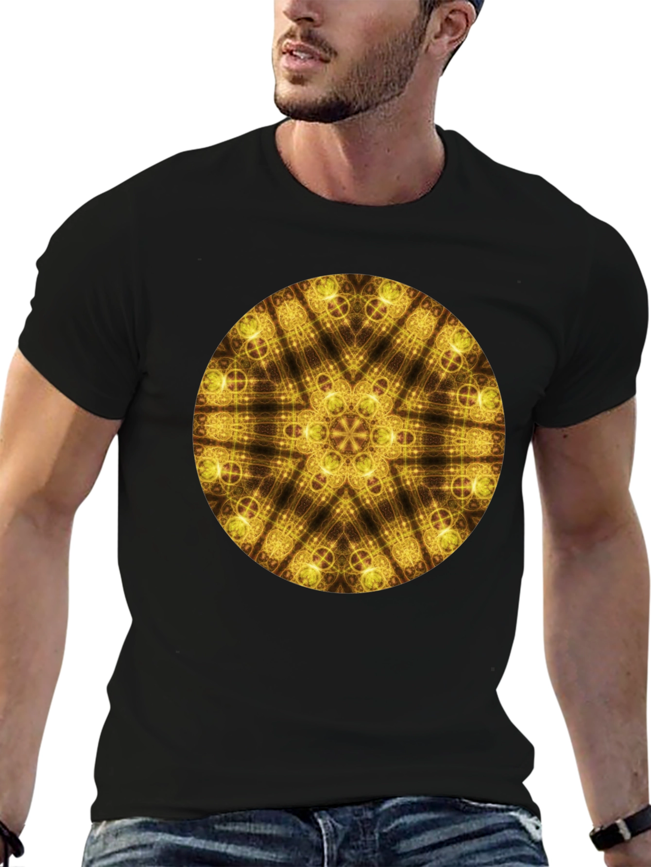 Golden Geometric Mandala T-Shirt