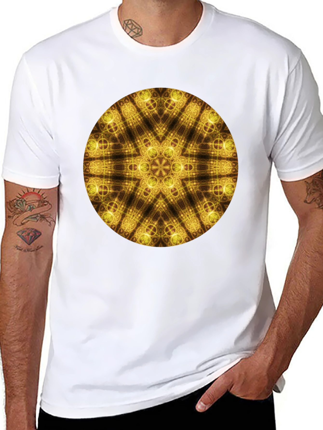 Golden Geometric Mandala T-Shirt