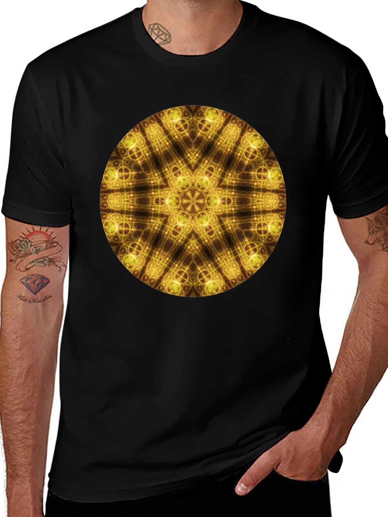 Golden Geometric Mandala T-Shirt