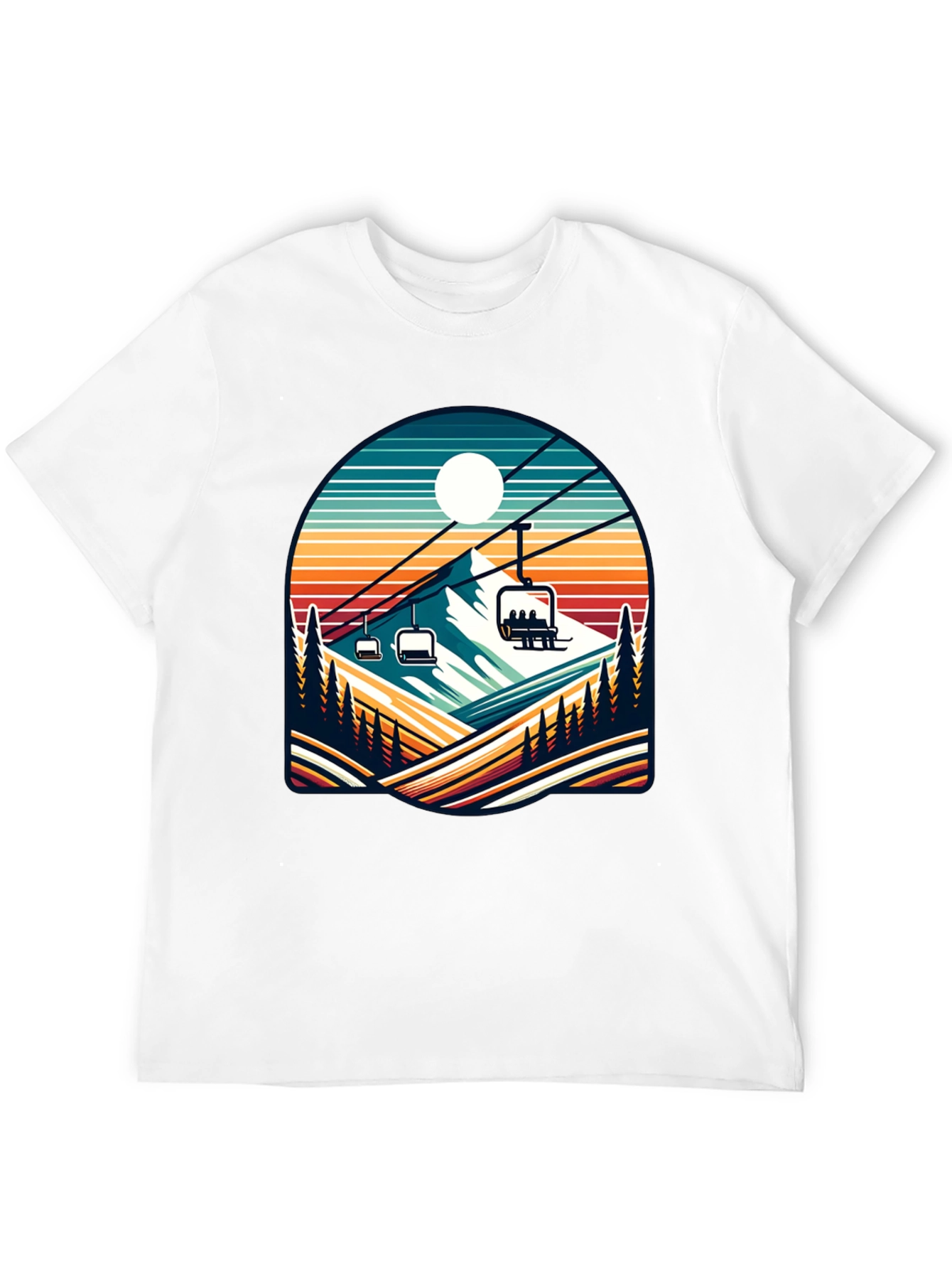 Retro Ski Lift T-Shirt | Mountain Scene Tee