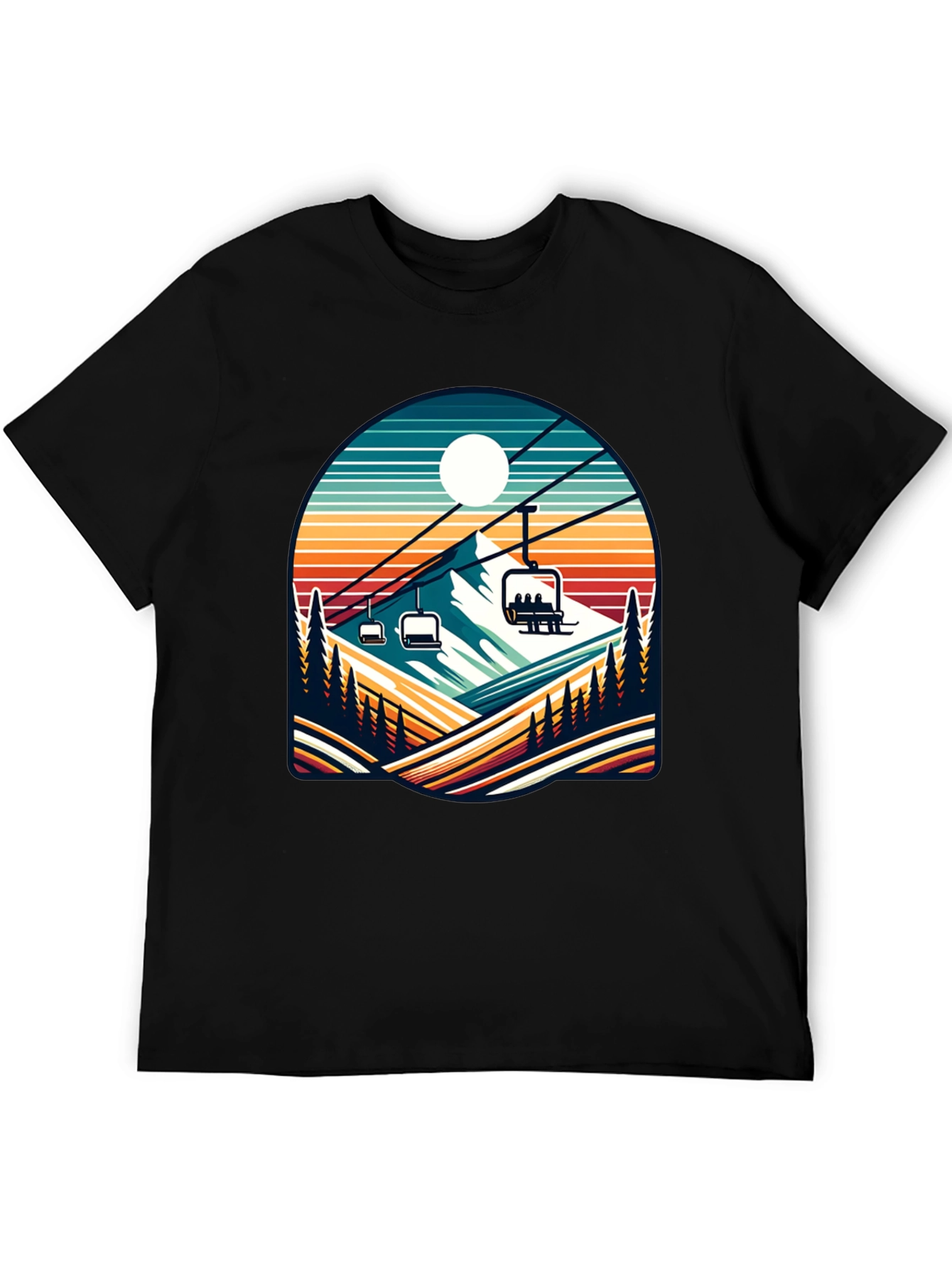 Retro Ski Lift T-Shirt | Mountain Scene Tee