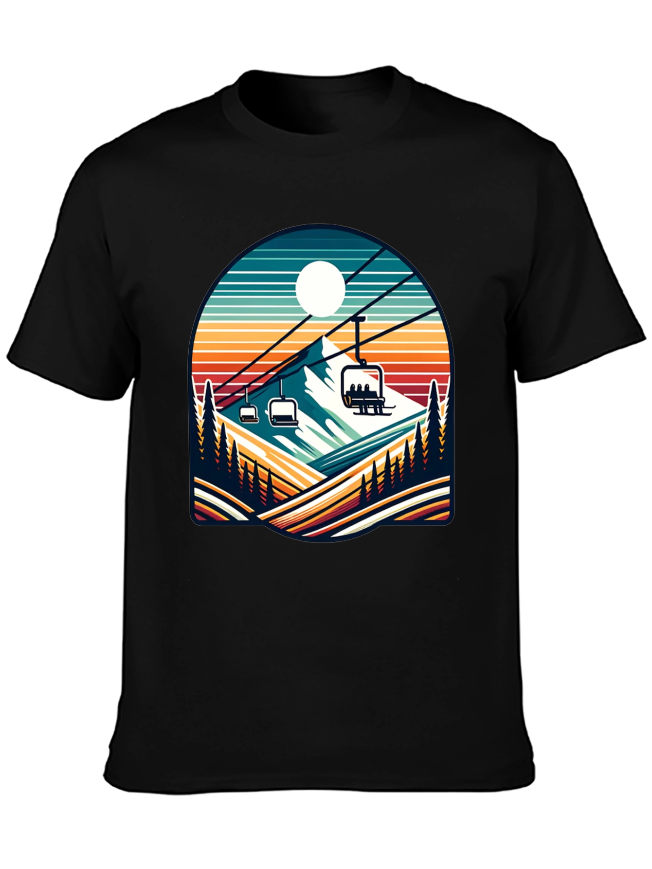 Retro Ski Lift T-Shirt | Mountain Scene Tee