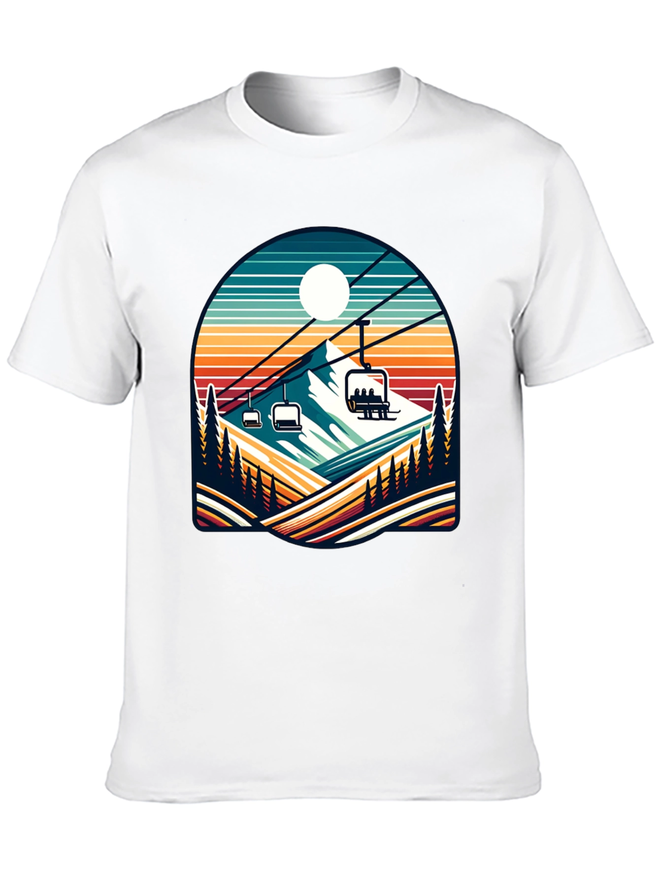 Retro Ski Lift T-Shirt | Mountain Scene Tee