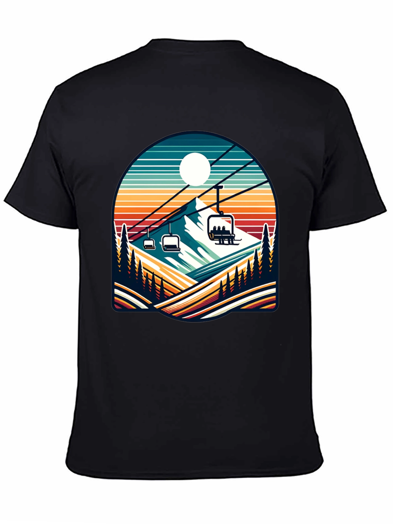 Retro Ski Lift T-Shirt | Mountain Scene Tee