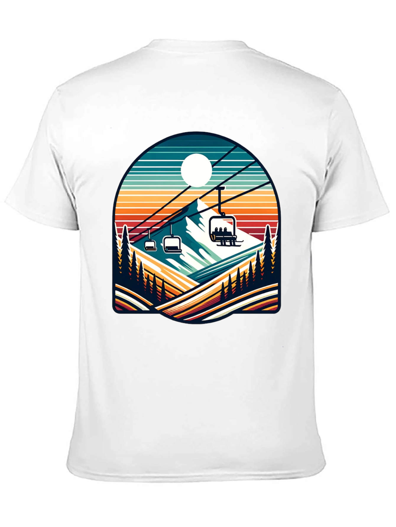 Retro Ski Lift T-Shirt | Mountain Scene Tee