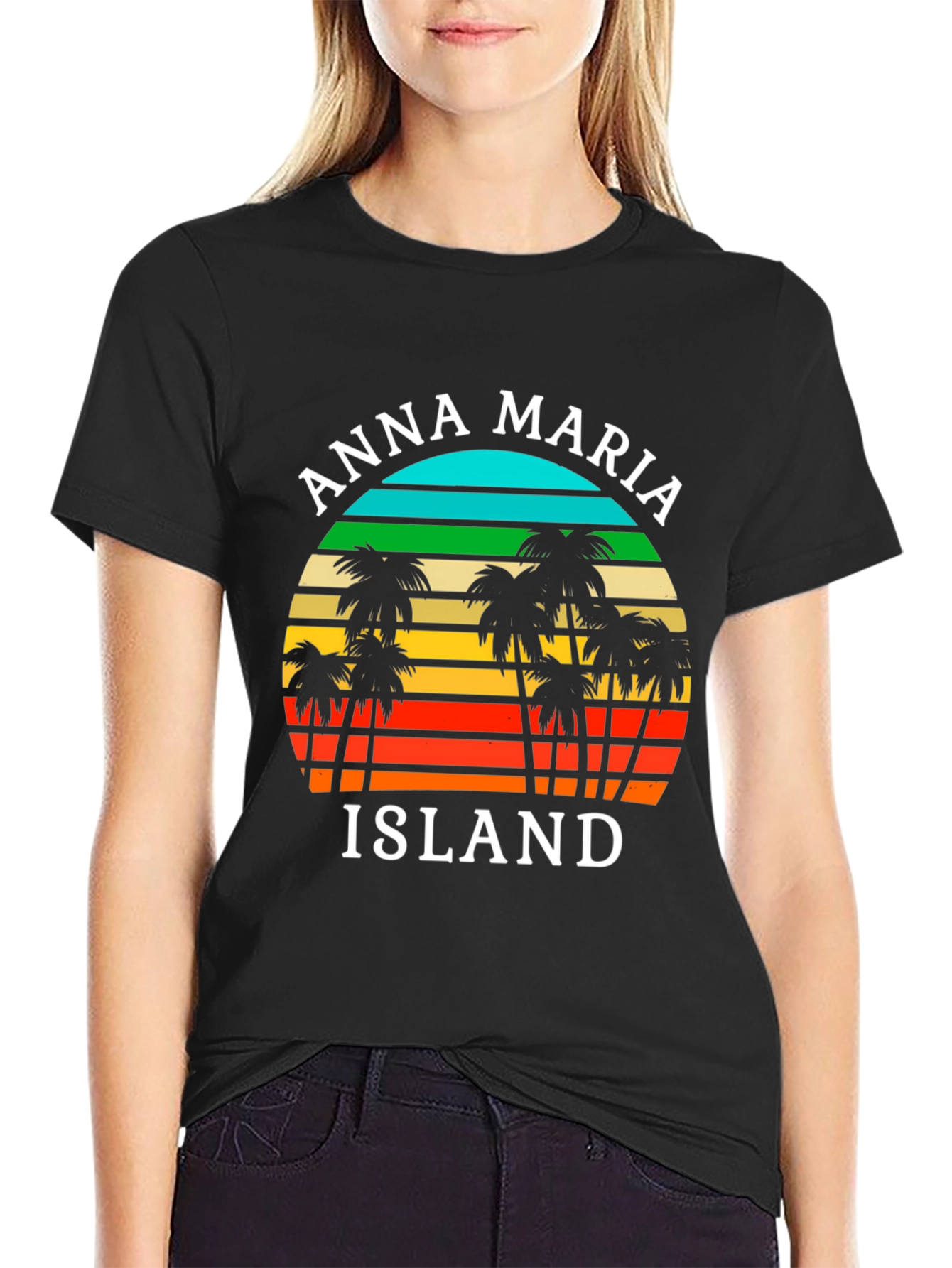 Anna Maria Island T-Shirt Retro Palm Tree Design