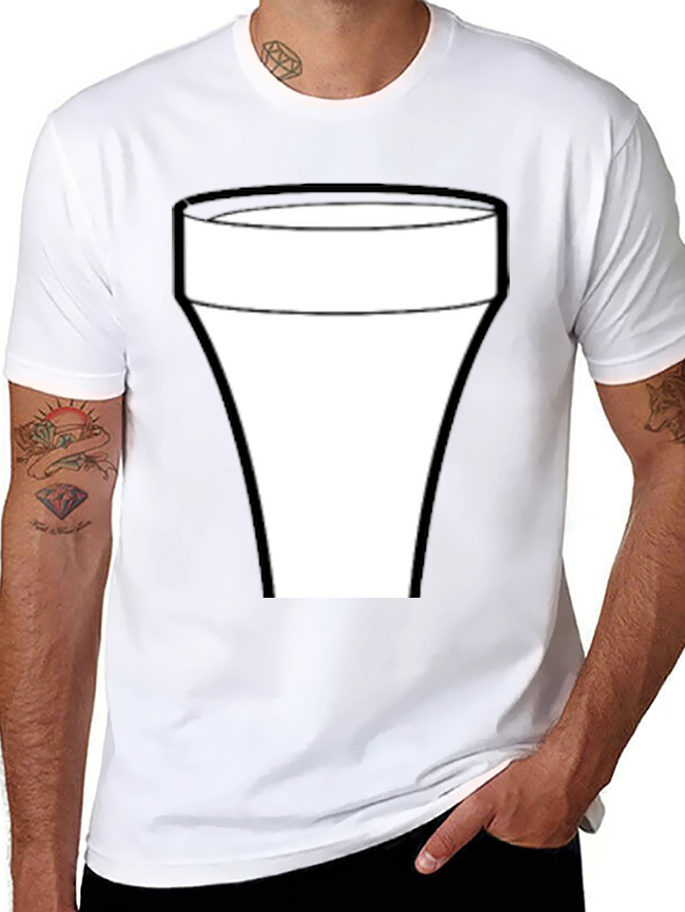 Cool Black T-Shirt with White Glass Graphic