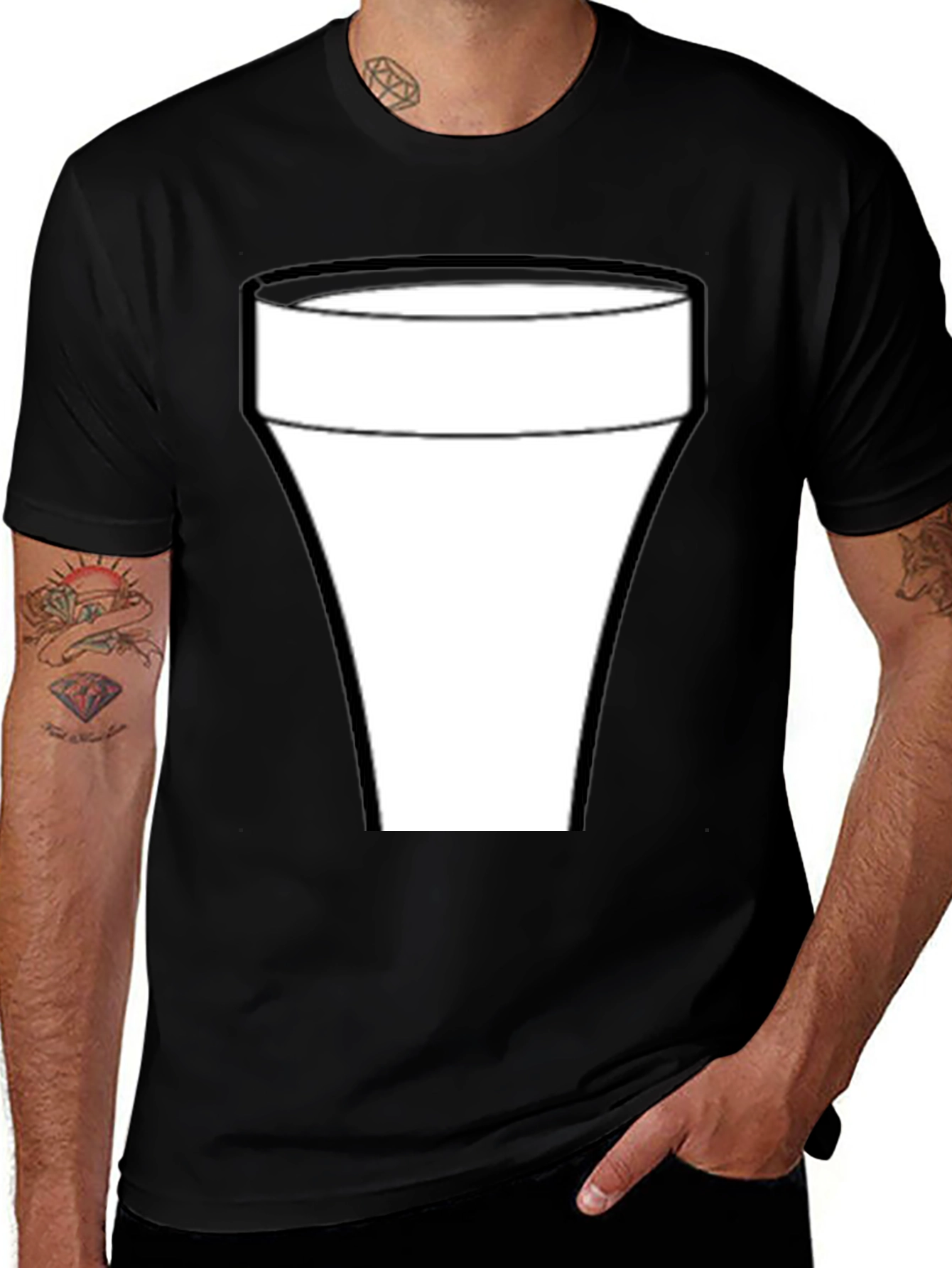 Cool Black T-Shirt with White Glass Graphic