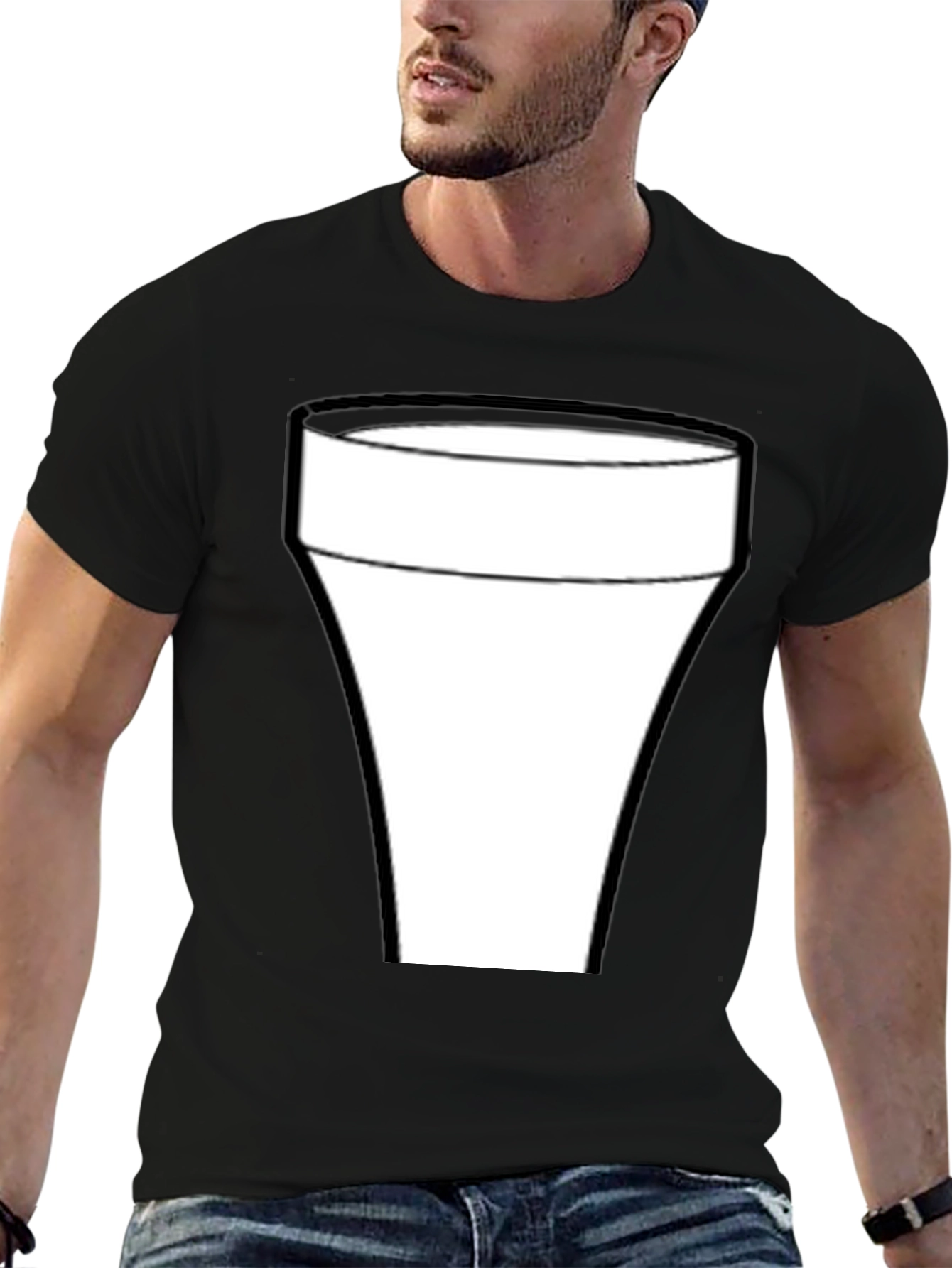 Cool Black T-Shirt with White Glass Graphic
