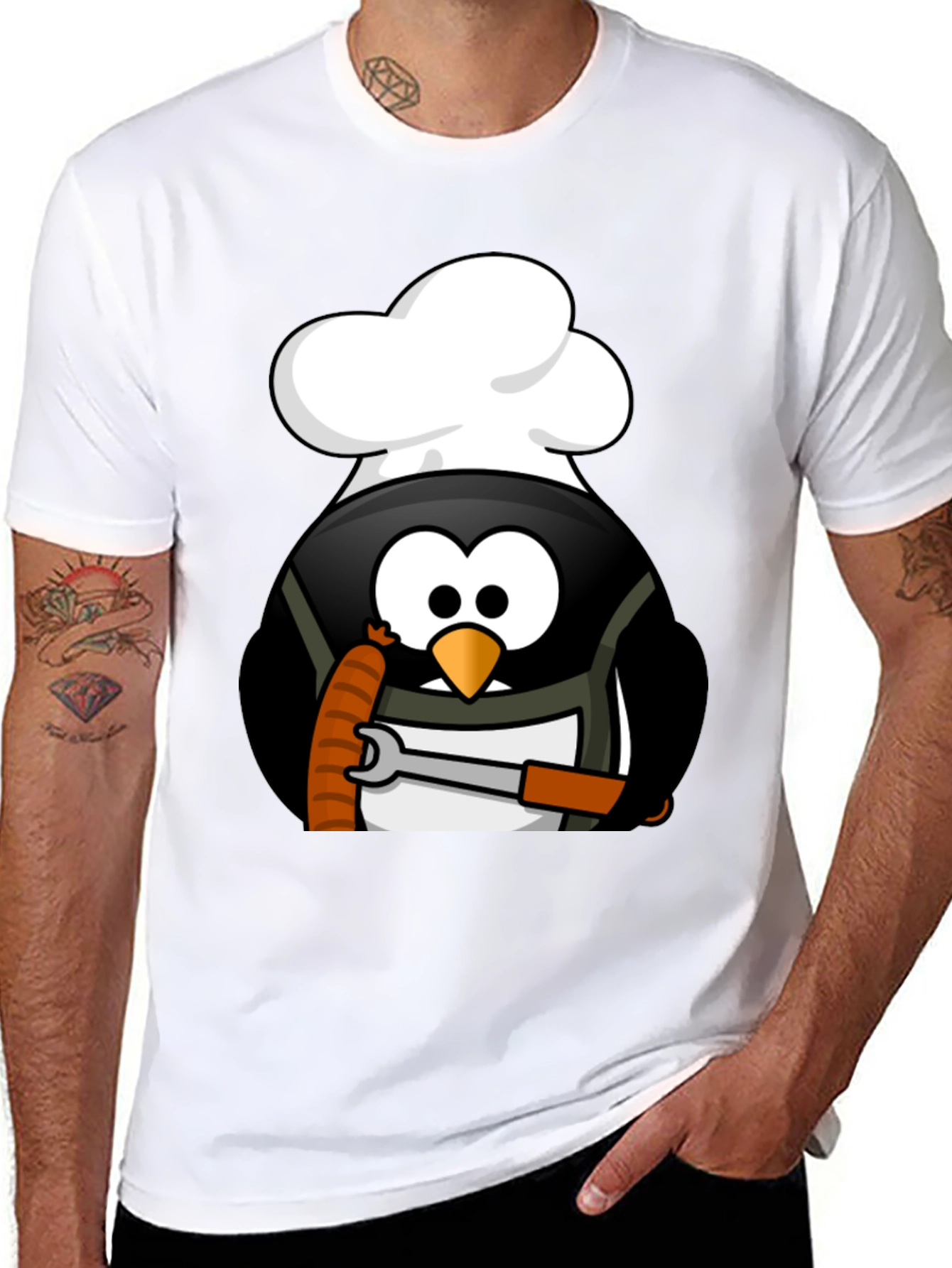 Chef Penguin Wrench T-Shirt - Black