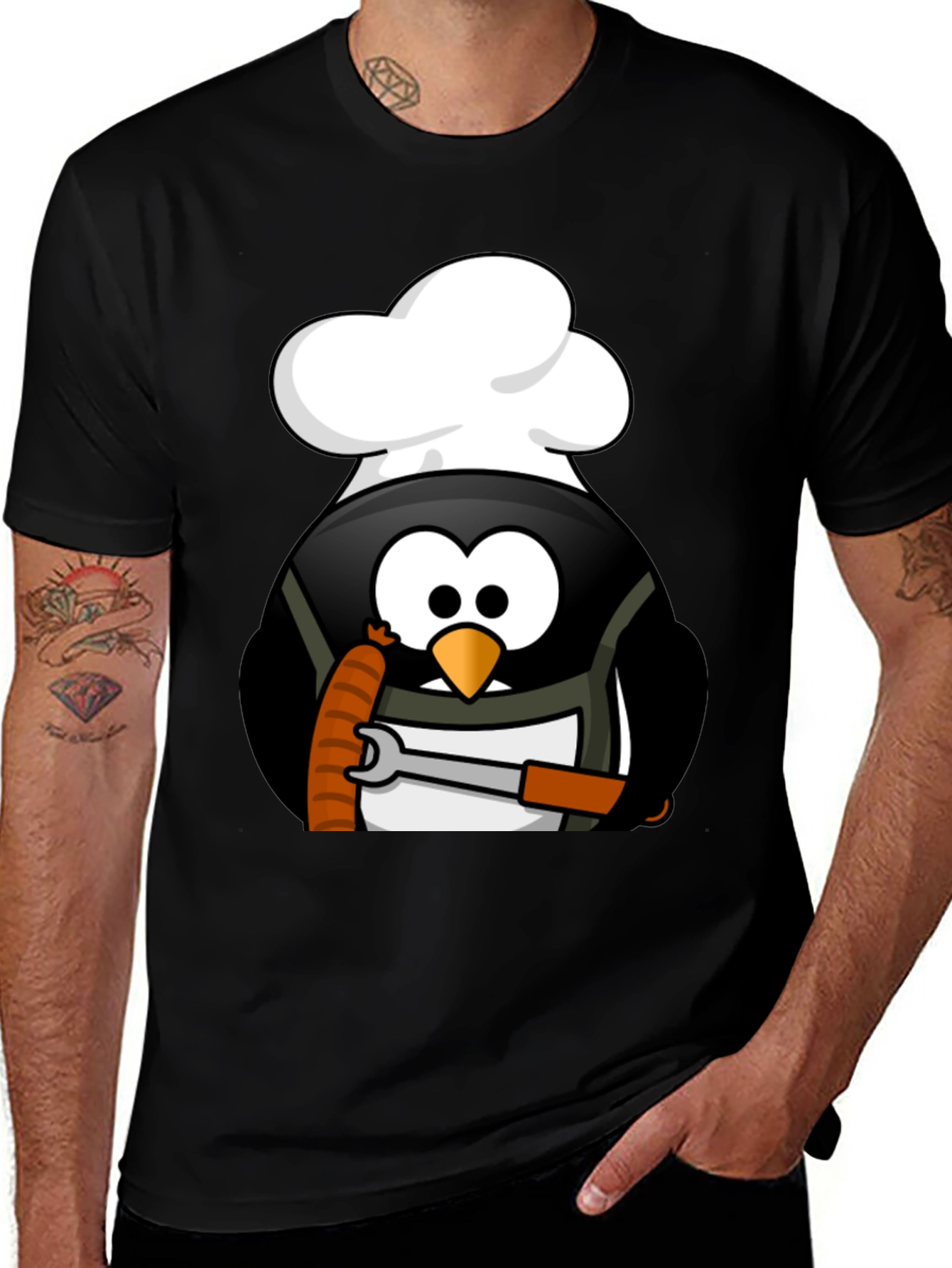 Chef Penguin Wrench T-Shirt - Black