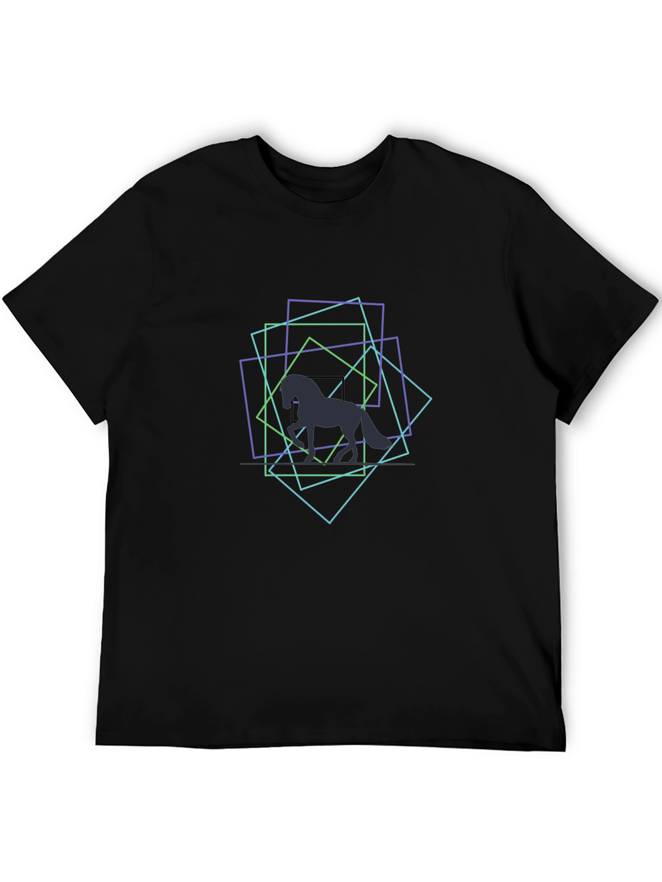 Geometric Horse Black T-Shirt