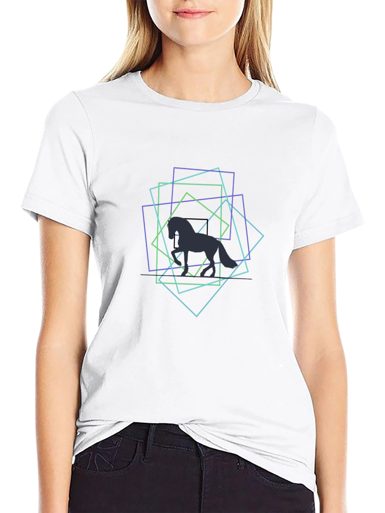 Geometric Horse Black T-Shirt