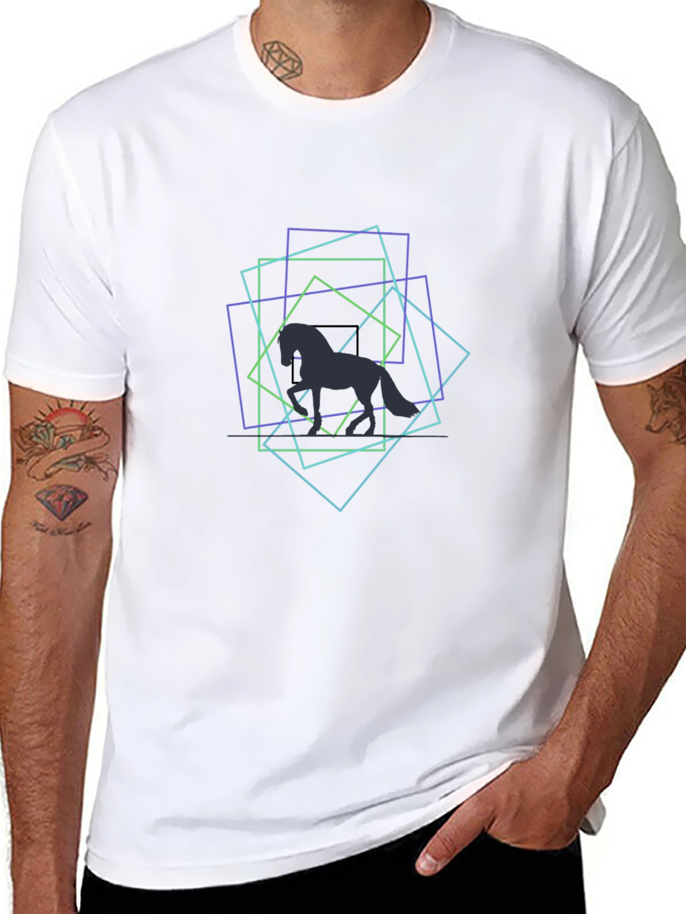 Geometric Horse Black T-Shirt