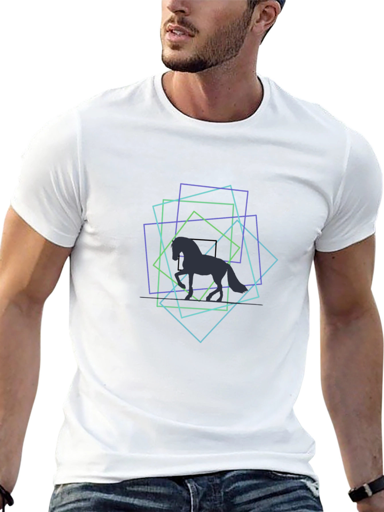Geometric Horse Black T-Shirt