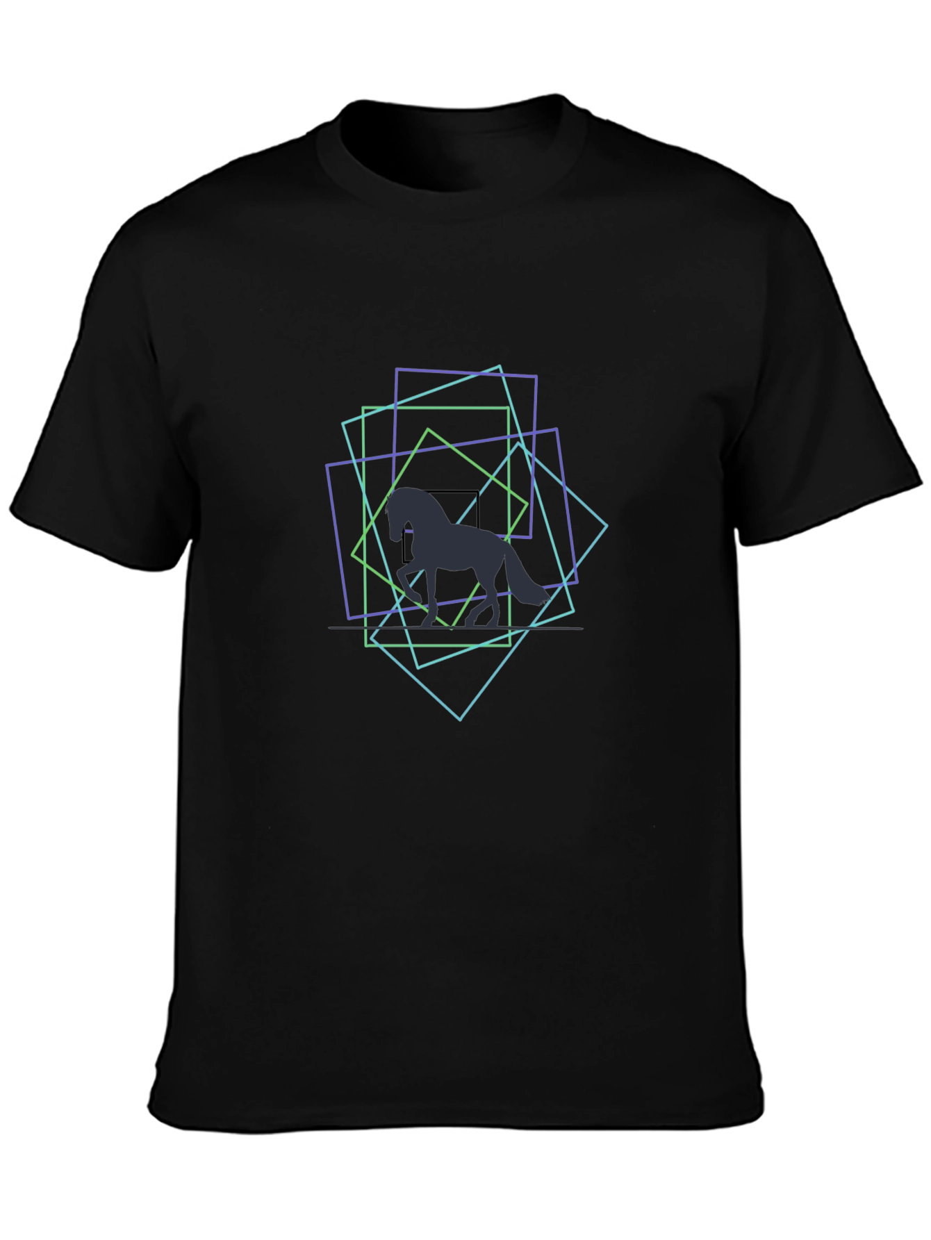 Geometric Horse Black T-Shirt