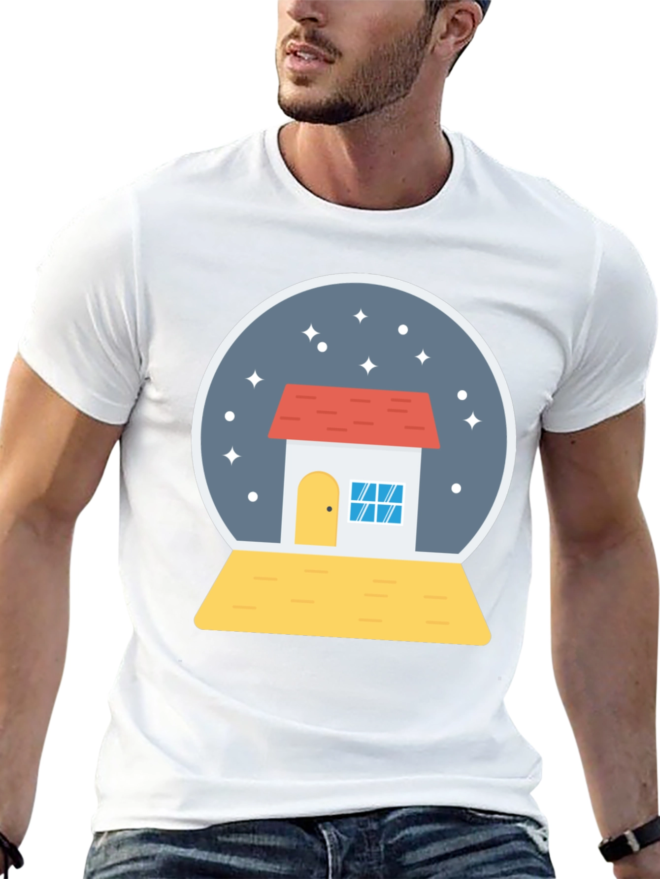 Snow Globe House Graphic Tee - Black