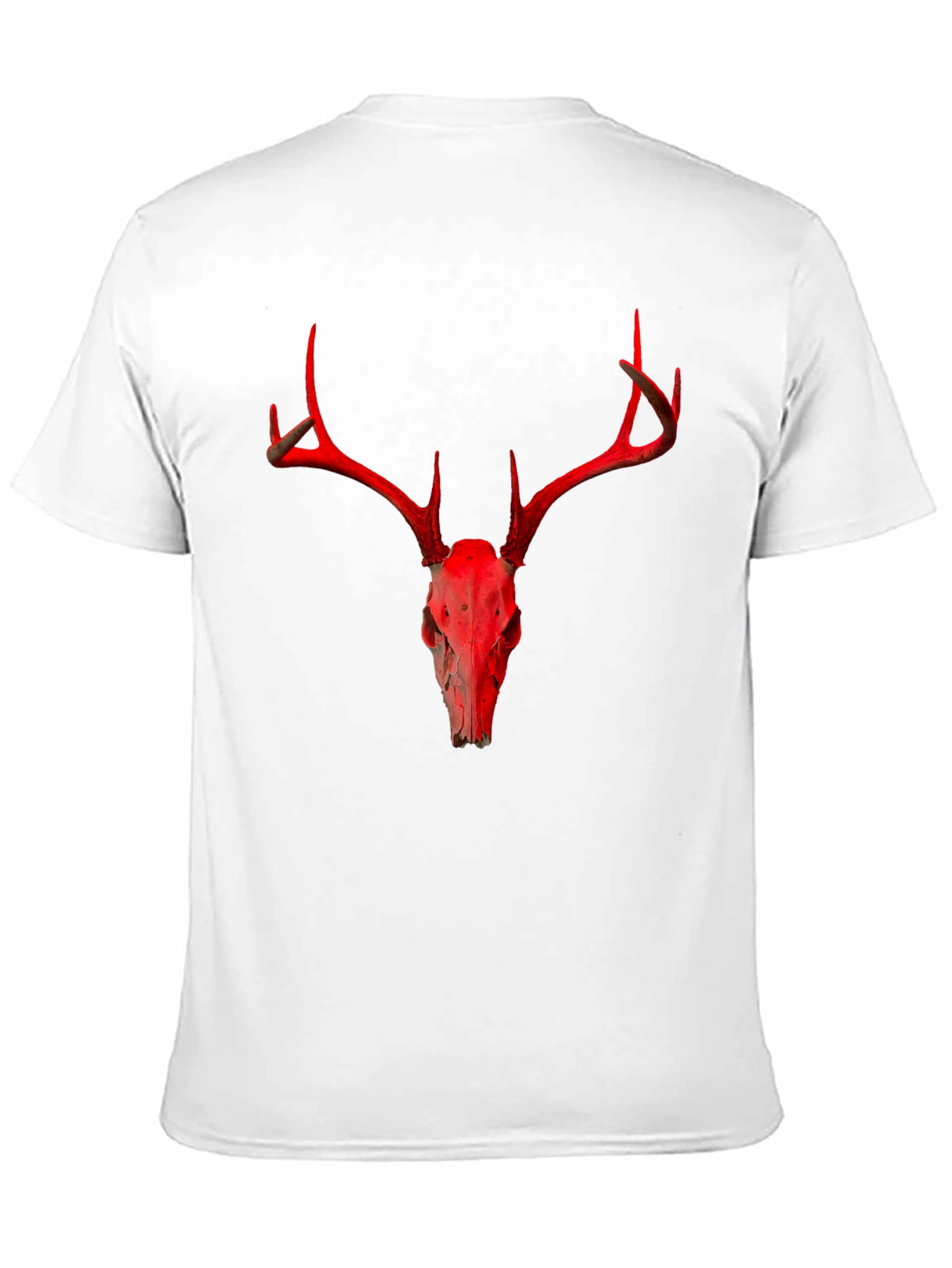 Red Deer Skull Graphic Black T-Shirt