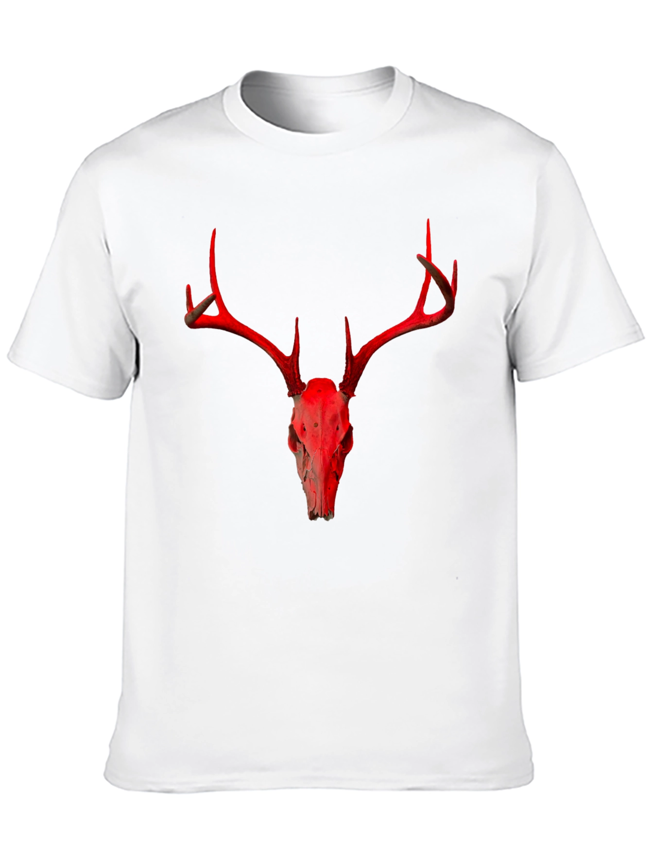 Red Deer Skull Graphic Black T-Shirt
