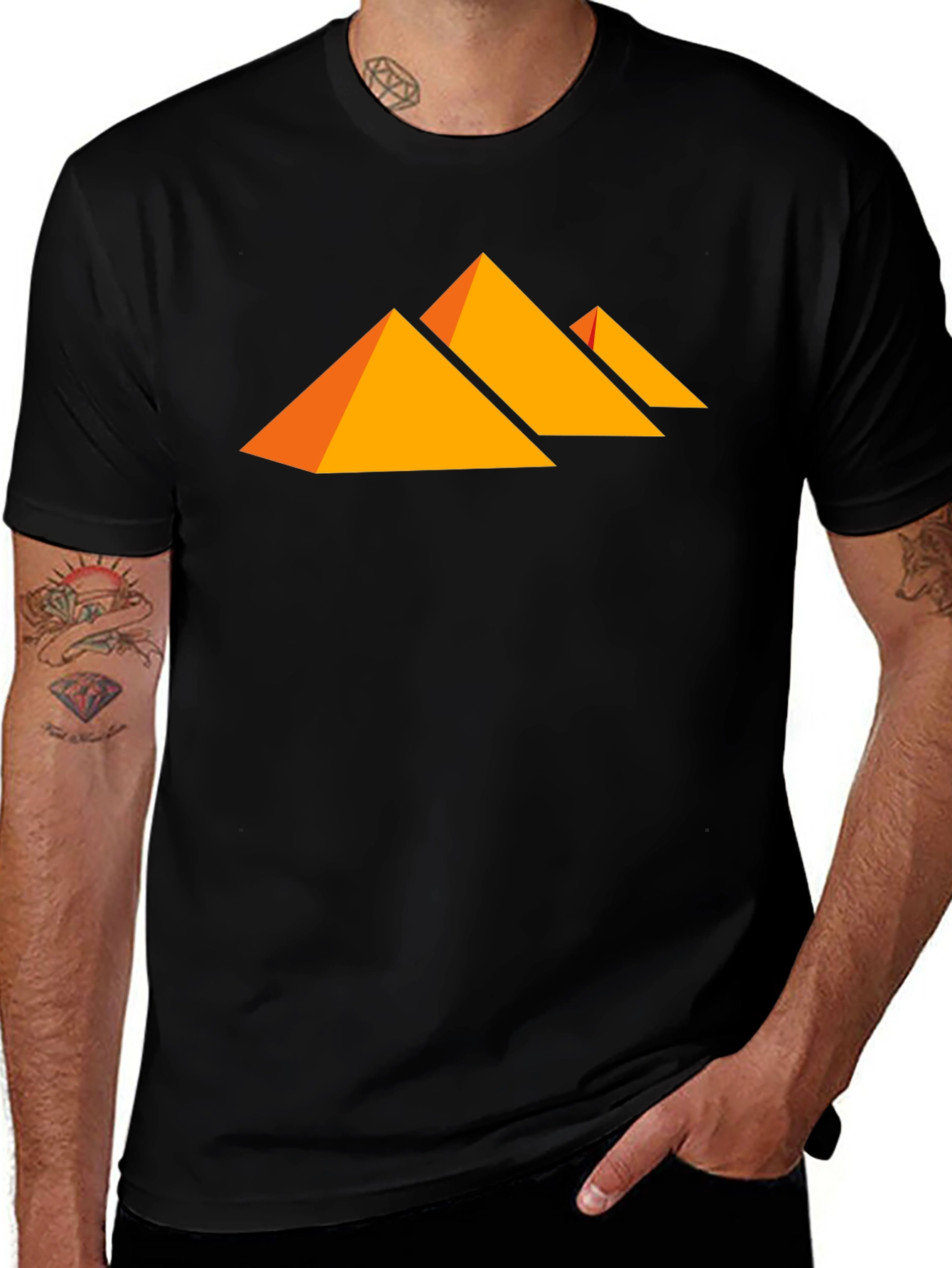 Modern Geometric Pyramid Graphic Print Tee