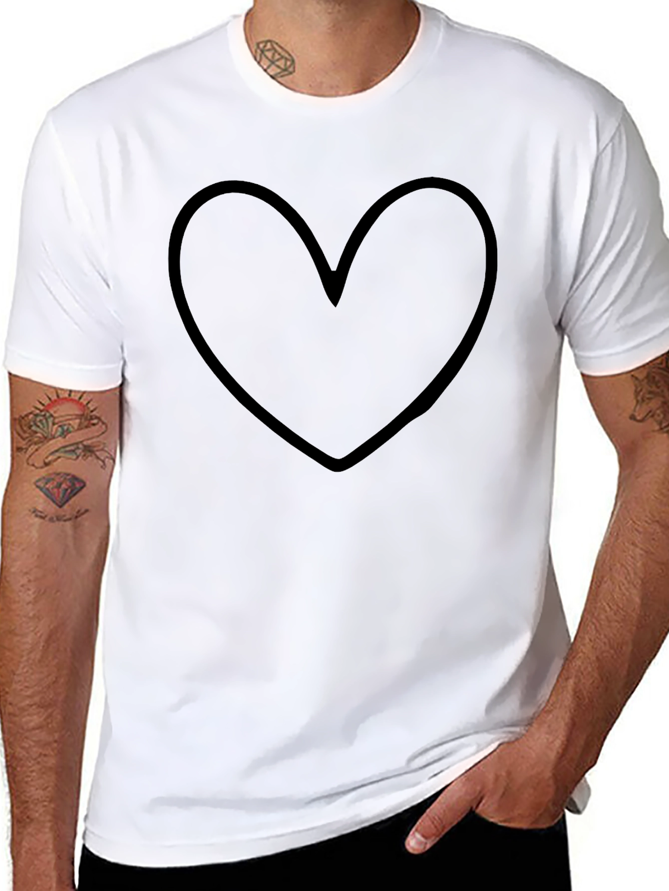 Heart Graphic Black Tee - Casual Style